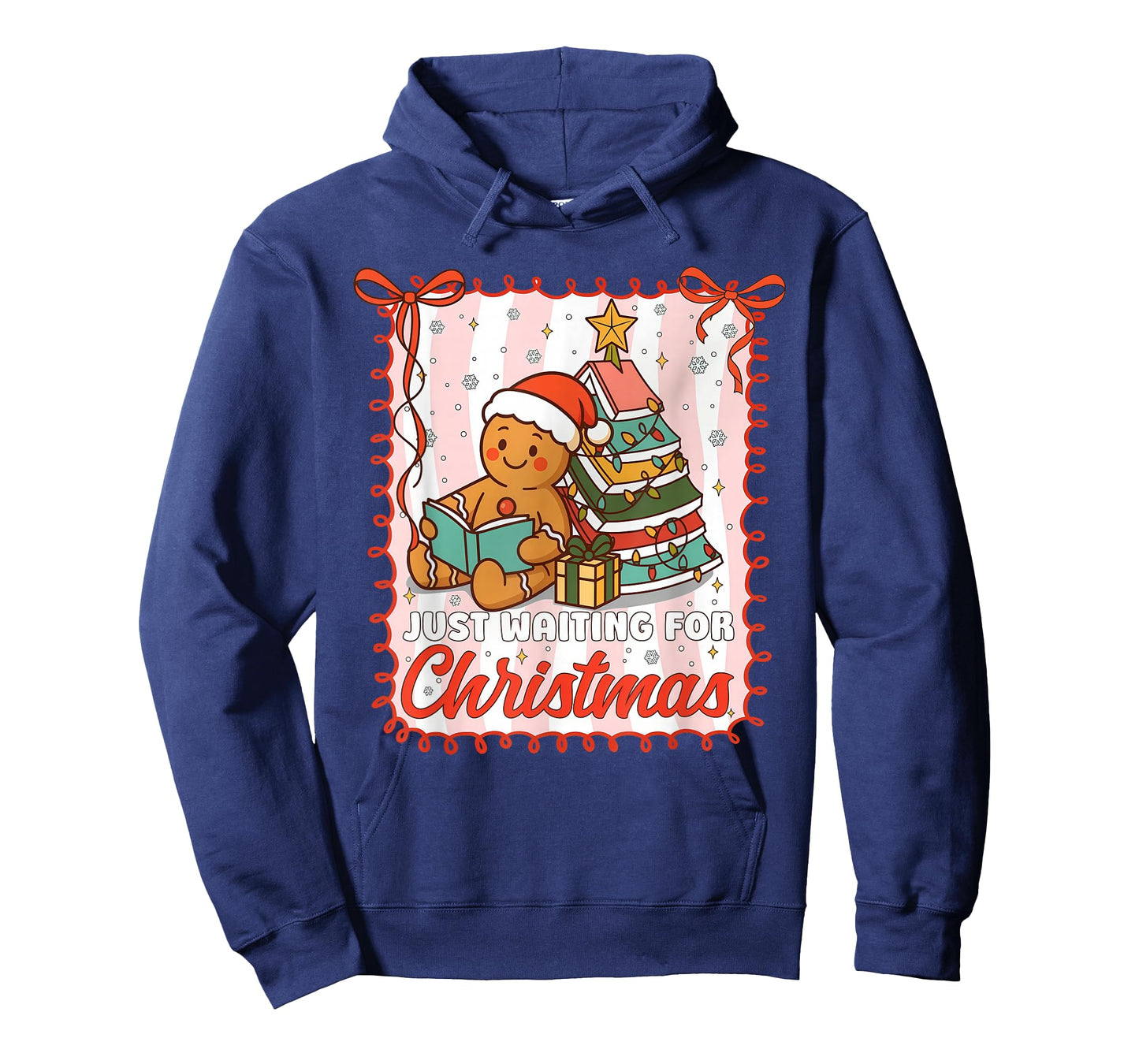 Just Waiting for Christmas Cute Gingerbread Reading Book T-Shirt