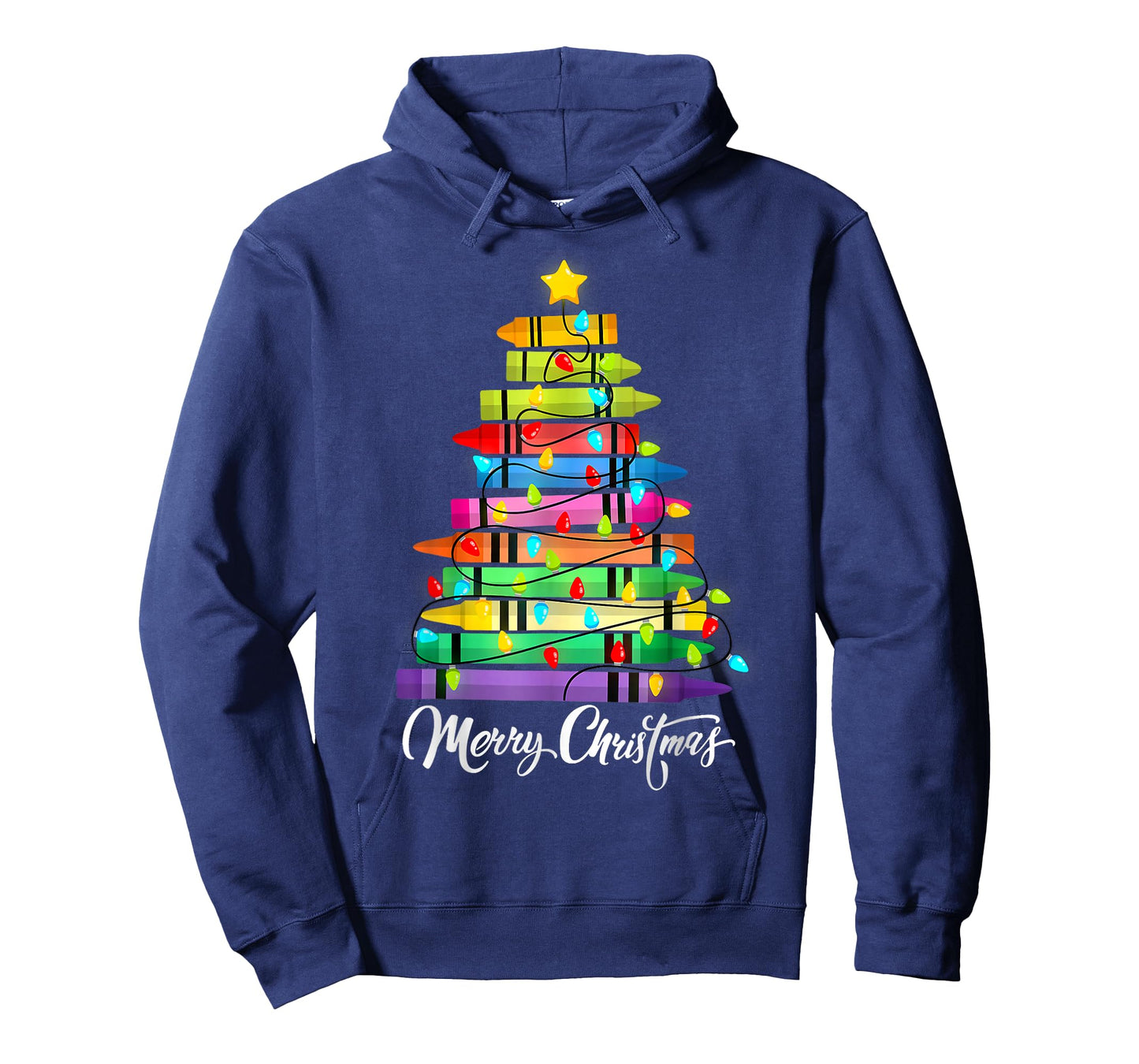 Teacher Crayon Merry Christmas Tree Lights School Xmas T-Shirt
