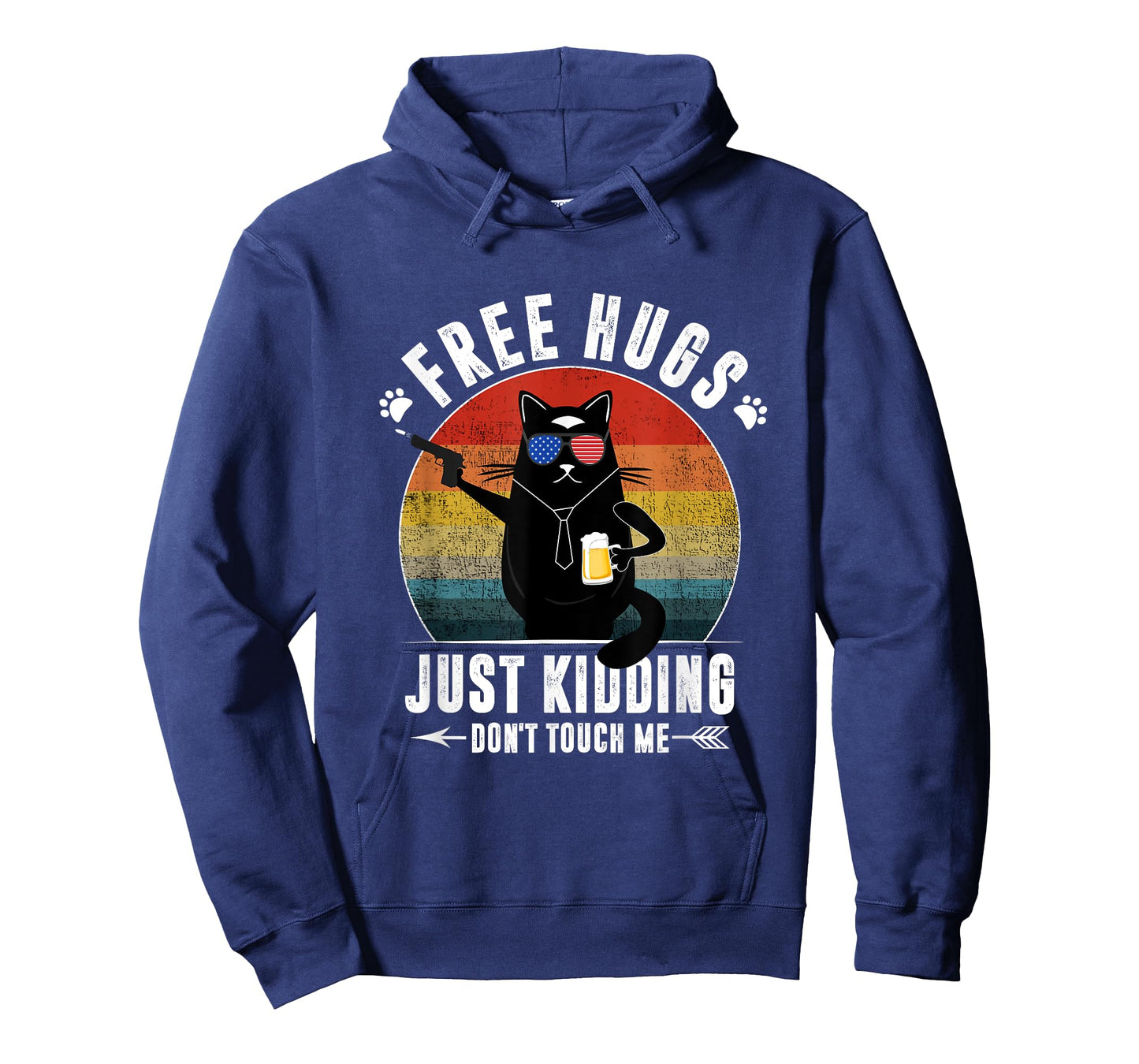 Free Hugs Just Kidding Don't Touch Me Sarcasm Funny Cat Beer T-Shirt