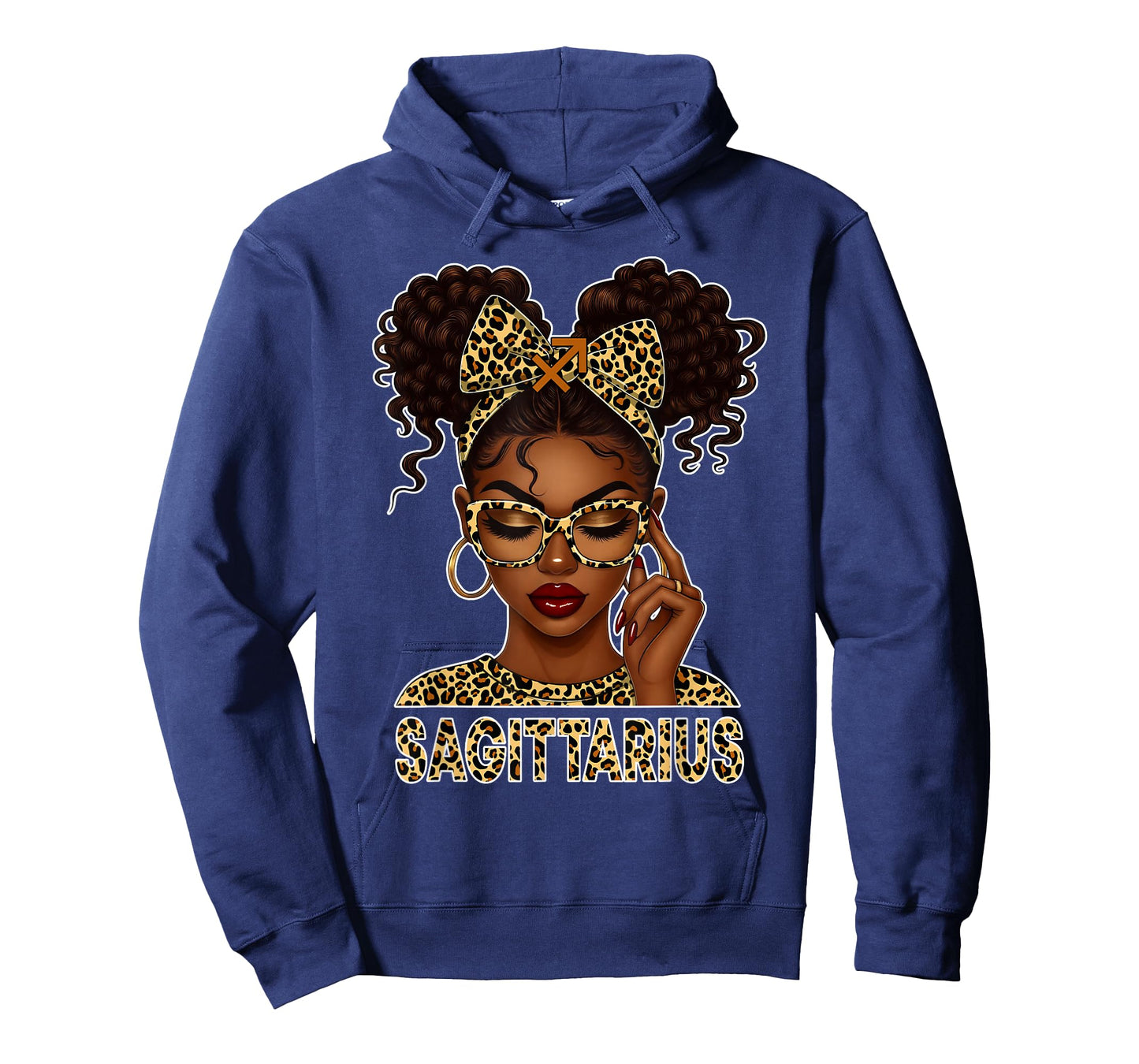 Sagittarius Woman Black Girl Leopard Bow Zodiac Birthday T-Shirt