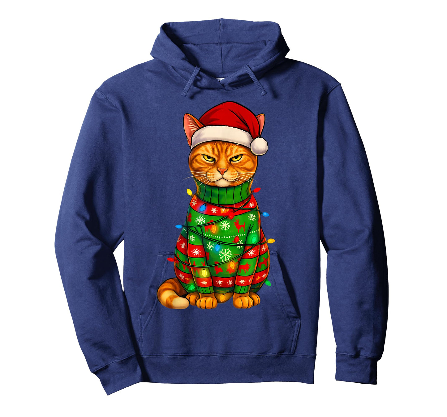 Orange Tabby Cat Christmas Lights Funny Santa Holiday Cats T-Shirt