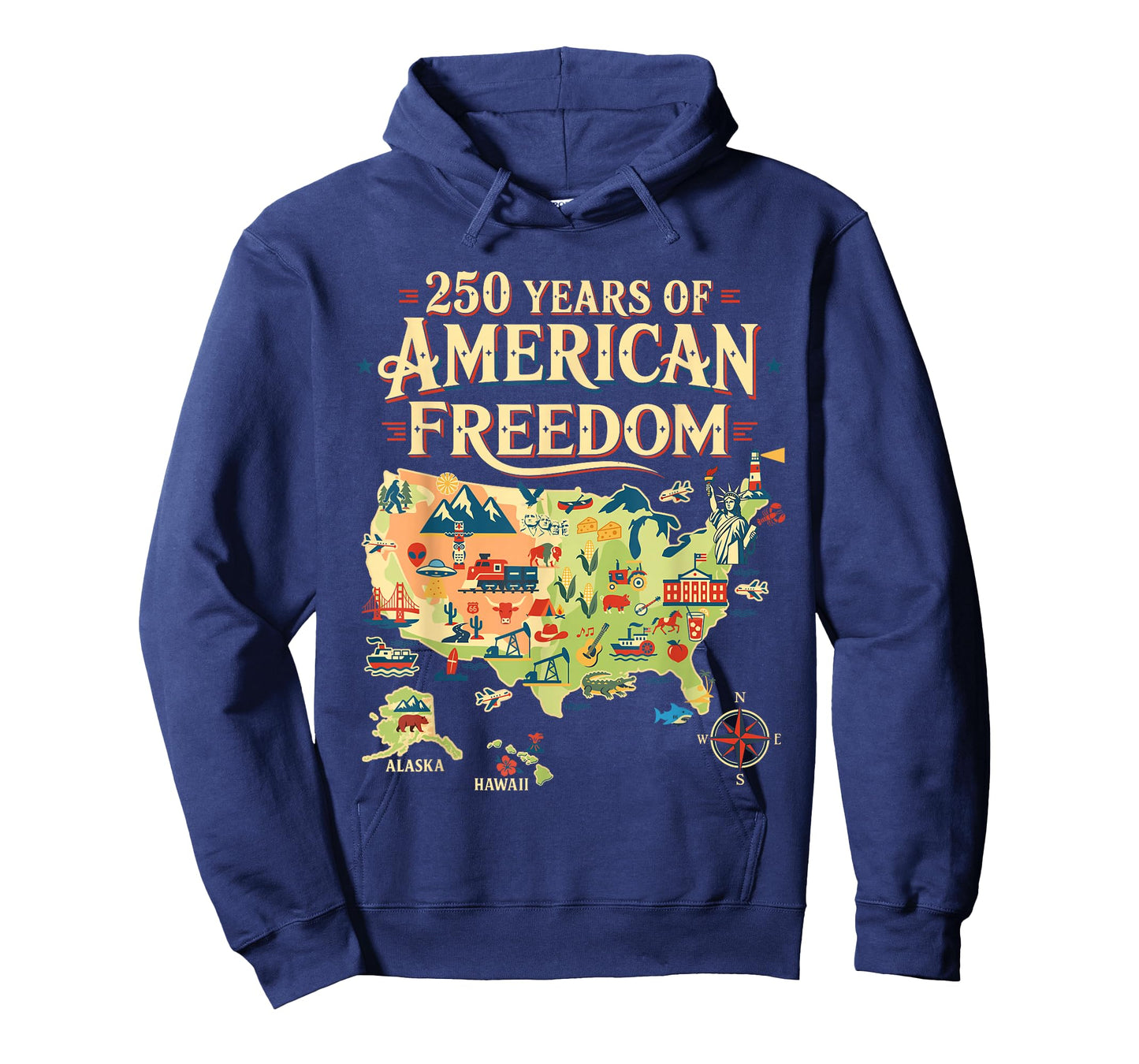250 Years United States Map Patriotic Art for Freedom Lovers T-Shirt