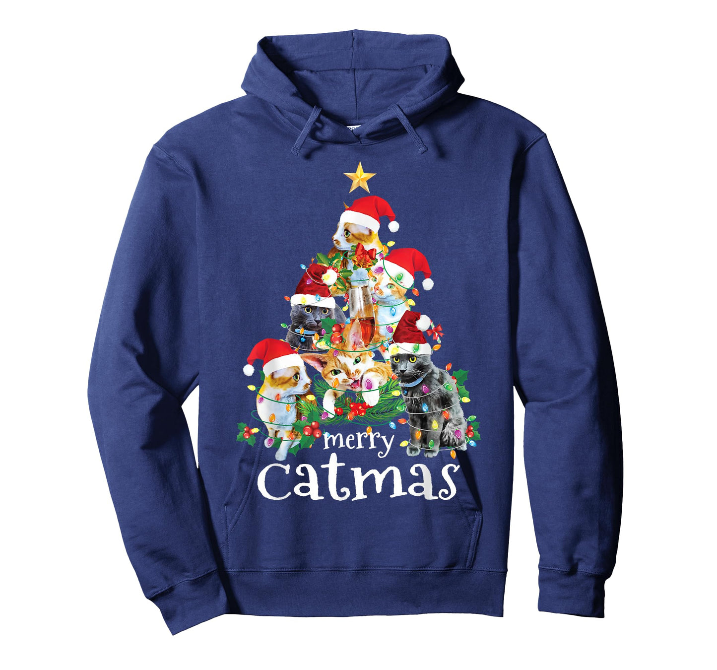 Merry Catmas Cat Mom Cat Dad Funny Christmas Tree Cat T-Shirt