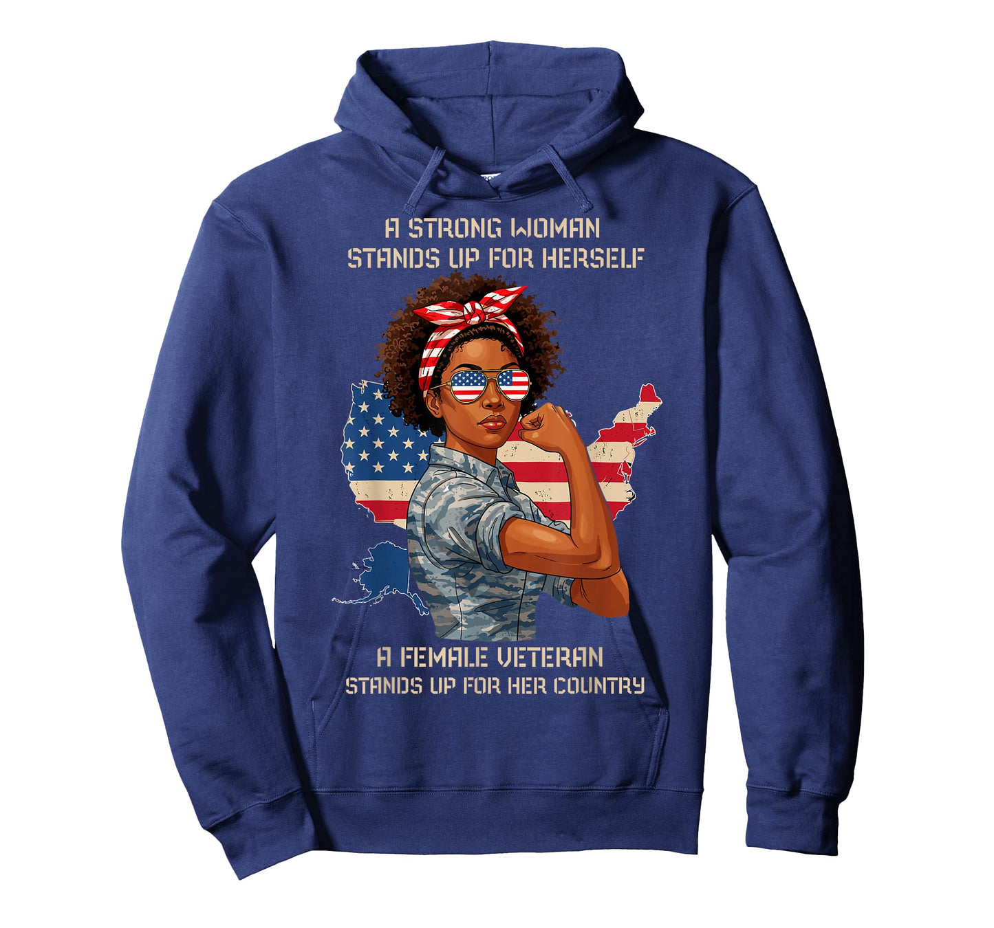 Strong Woman Stands Up for Herself Female Veteran US Proud T-Shirt