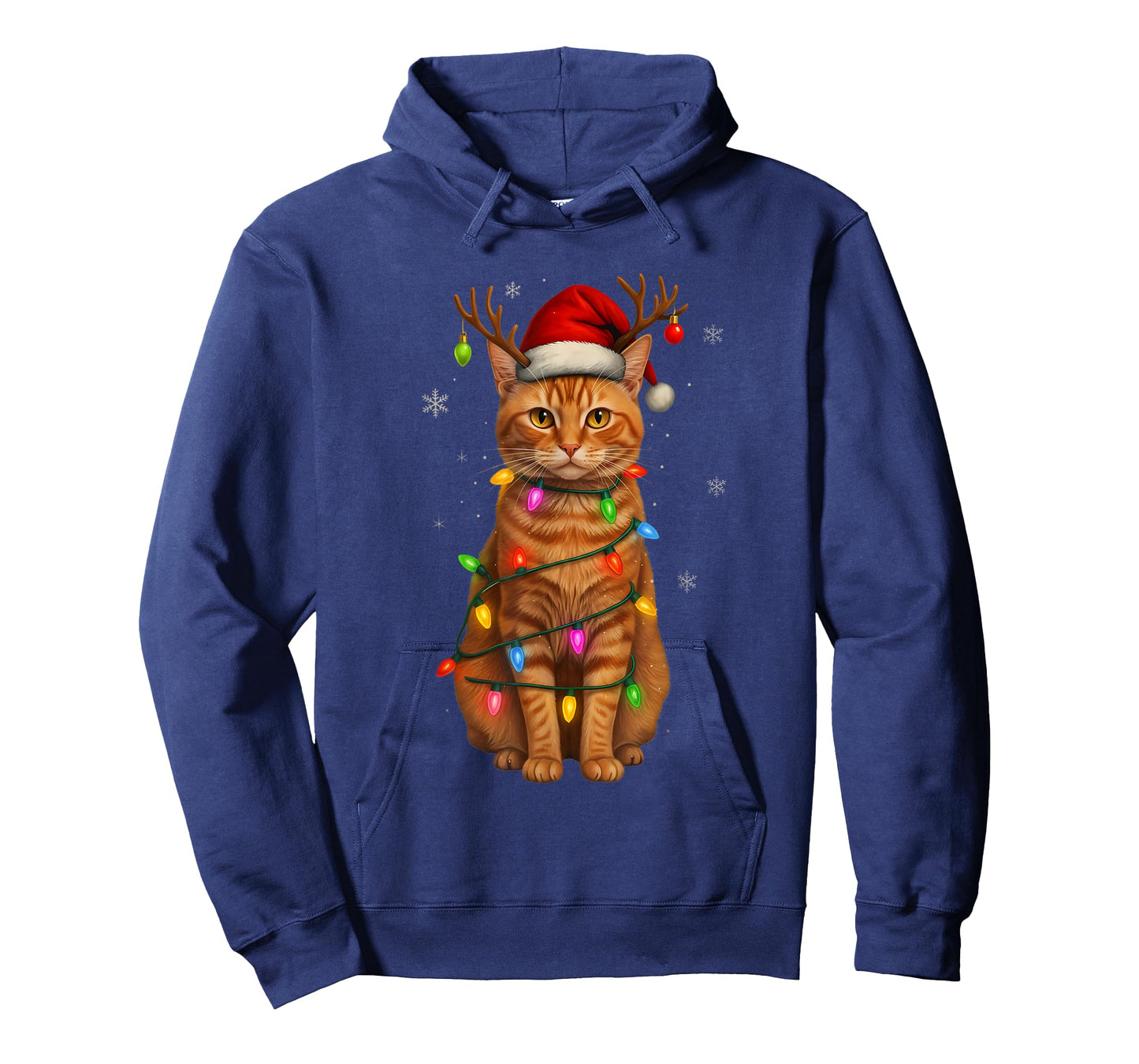 Orange Tabby Cat Christmas Lights Funny Santa Holiday Cats T-Shirt