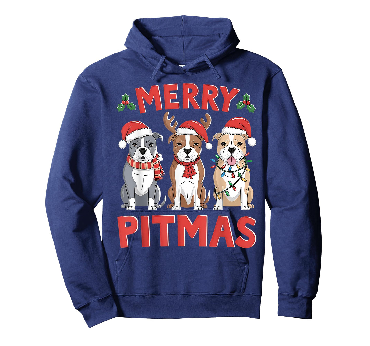 Pit Bull Santa Christmas Tree Lights Xmas Merry Pitmas T-Shirt