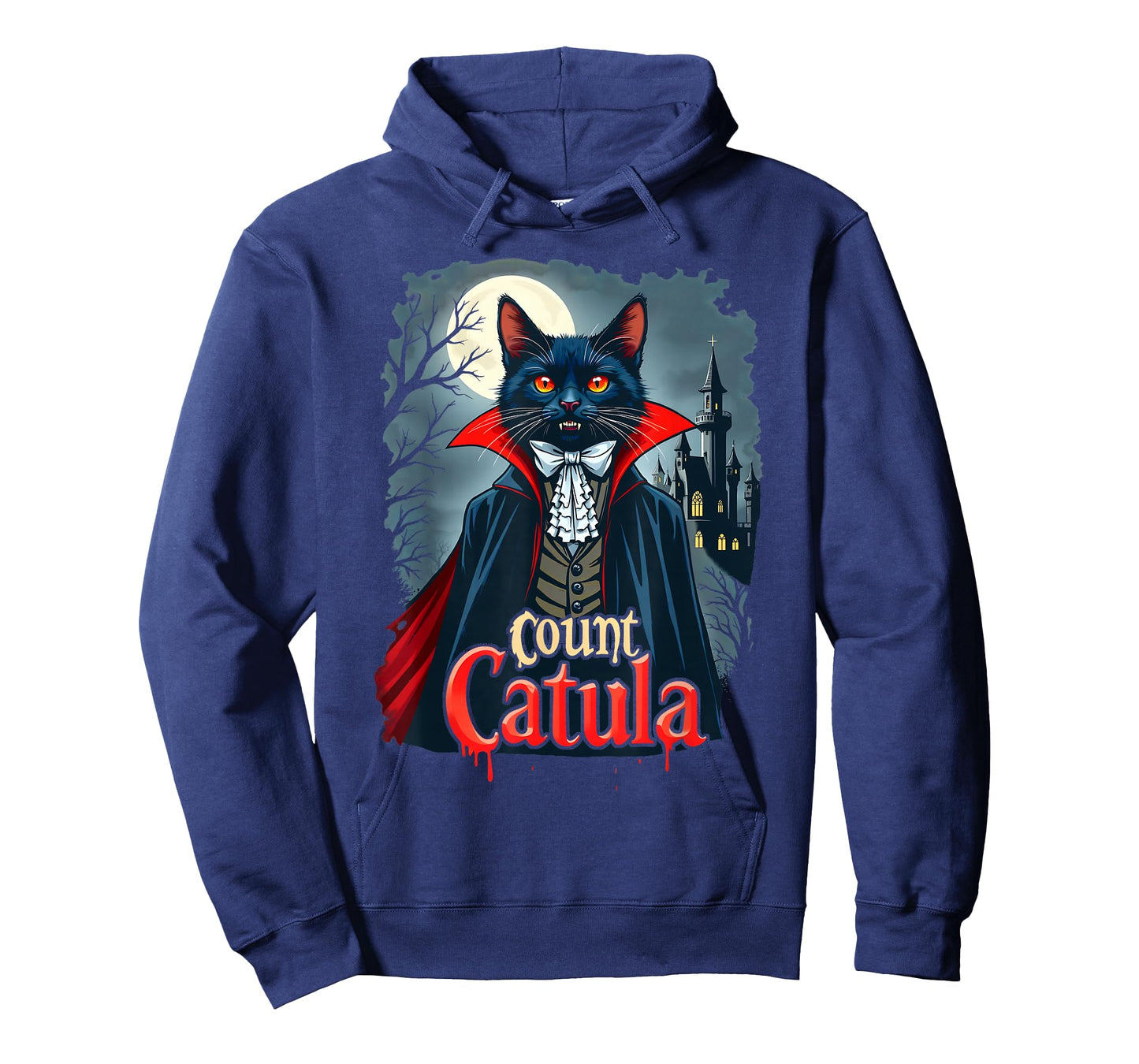 Count Catula Dracula Spooky Horror Vampire Cat Halloween T-Shirt