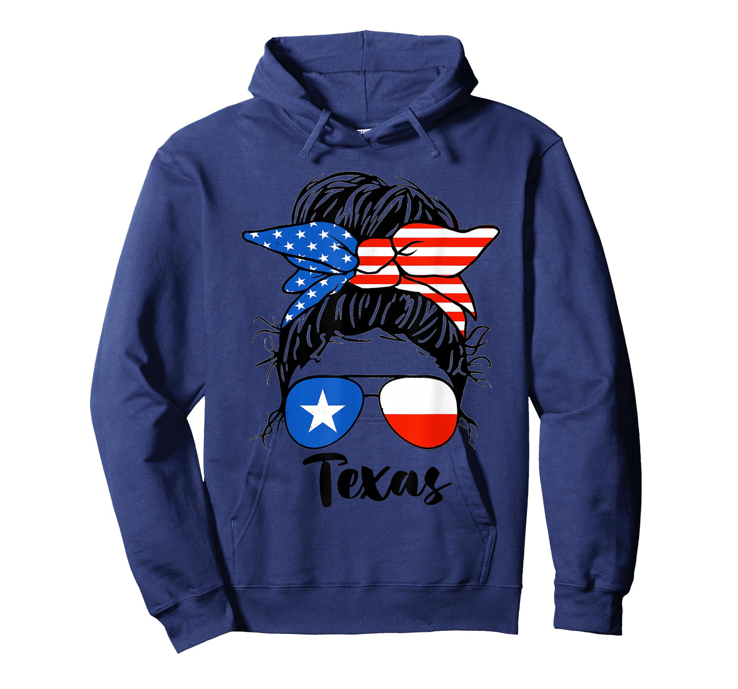 Texas State Flag Sunglasses Mom Messy Bun Hair Girl T-Shirt
