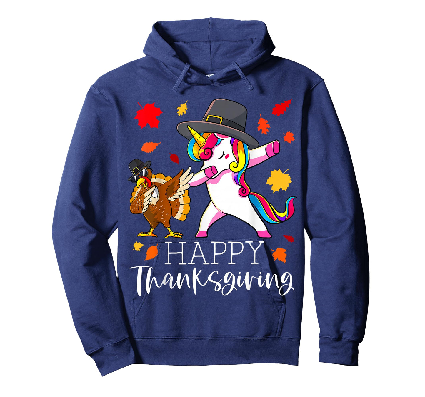 Thanksgiving Unicorn Girls Cute Dabbing Turkey Pilgrim Girl T-Shirt