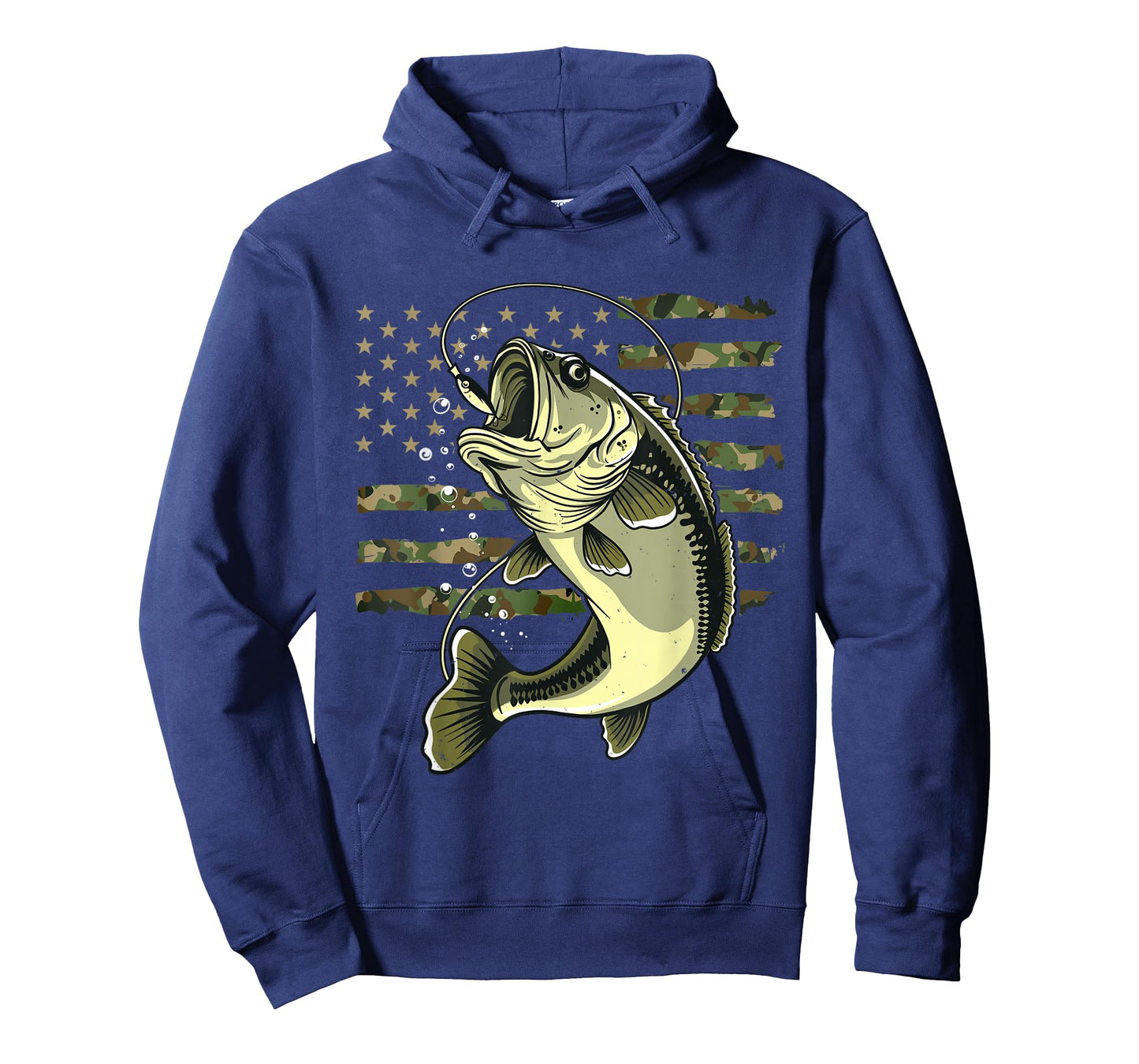 Bass Fish Fishing USA American Flag Camouflage Fisherman T-Shirt