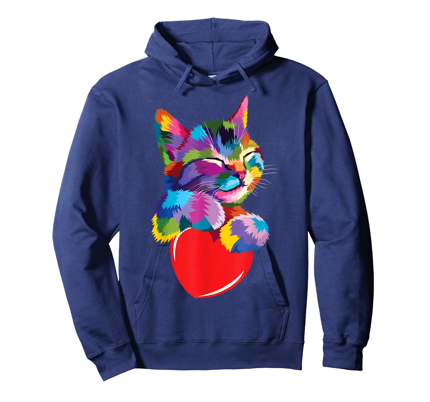 Color Critters Rainbow Cute Cat Hugging Valentine Heart Kitty Love Cat Unisex Adult Multicolor Cotton 65% Polyester 35% Short Sleeve T-Shirt