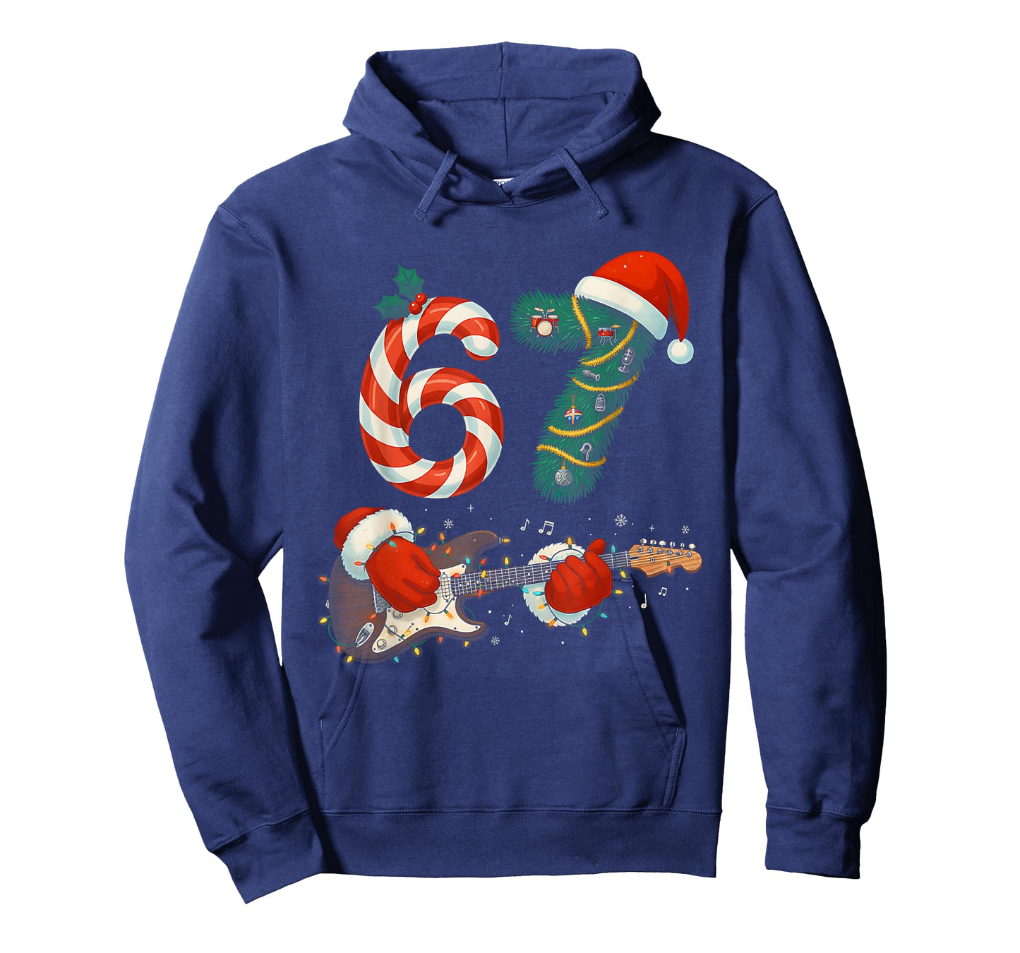 67 Christmas 6 7 Meme Pajamas Holiday Gen Alpha Slang Guitar T-Shirt