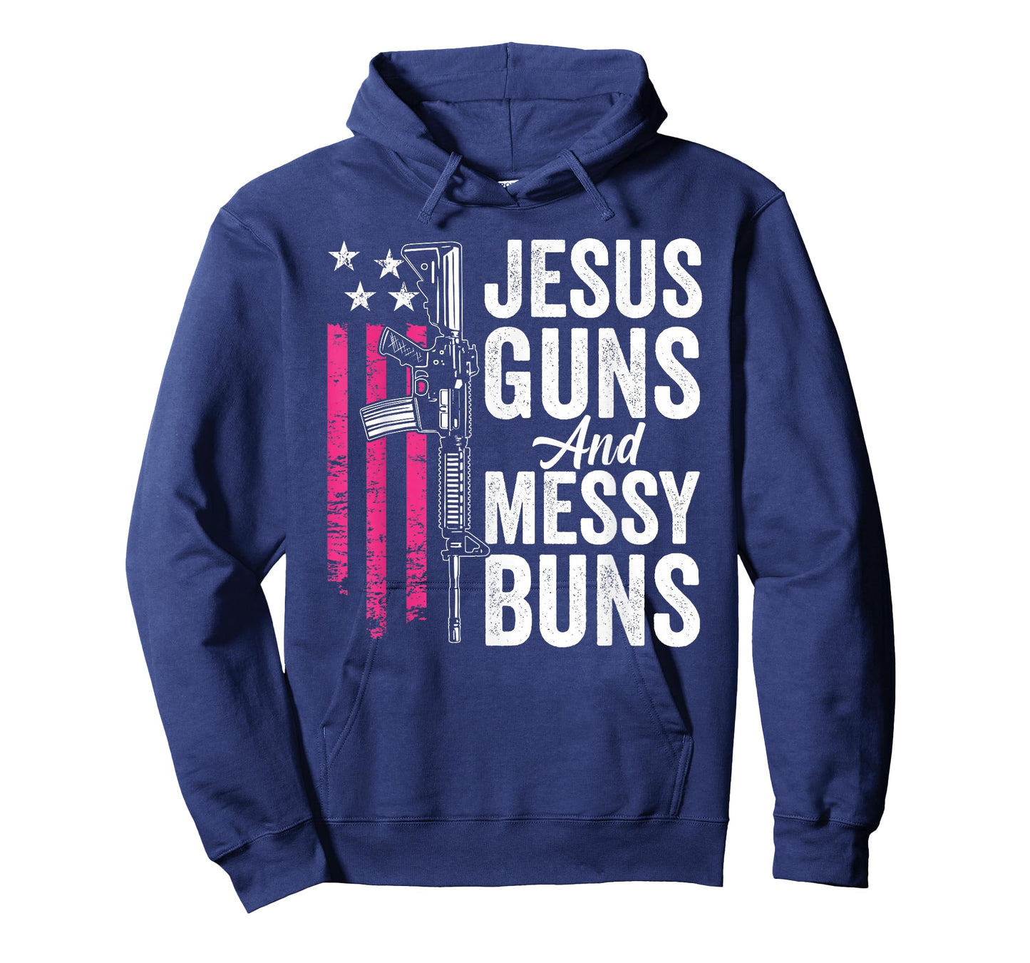 Jesus Guns And Messy Buns - Womens God Guns Pink USA Flag T-Shirt