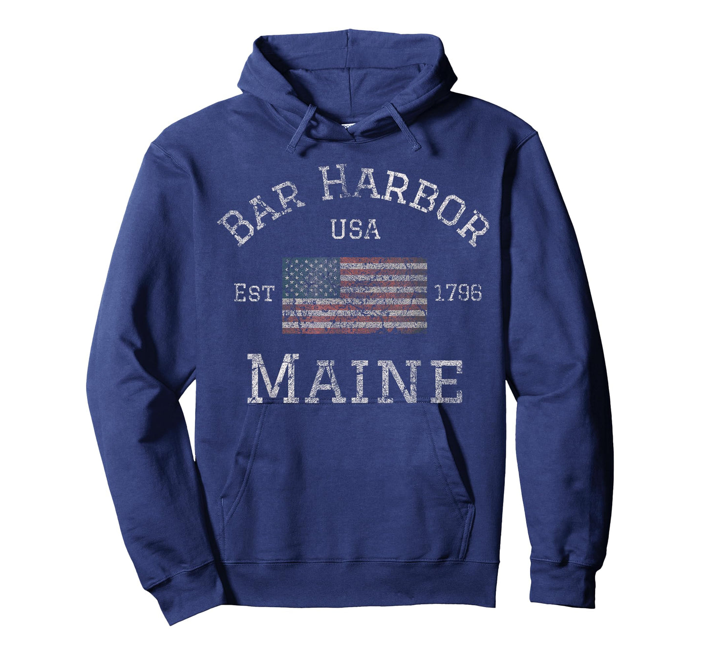 Bar Harbor Maine USA American Flag Established ME Vintage T-Shirt