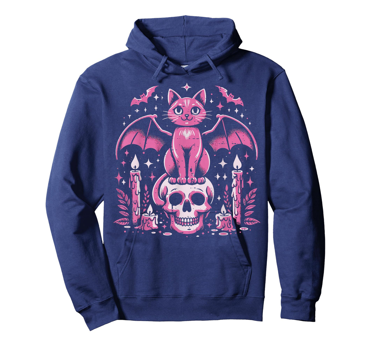 Cat Bat On Skull Halloween Costume Goth Women Girls Kids T-Shirt