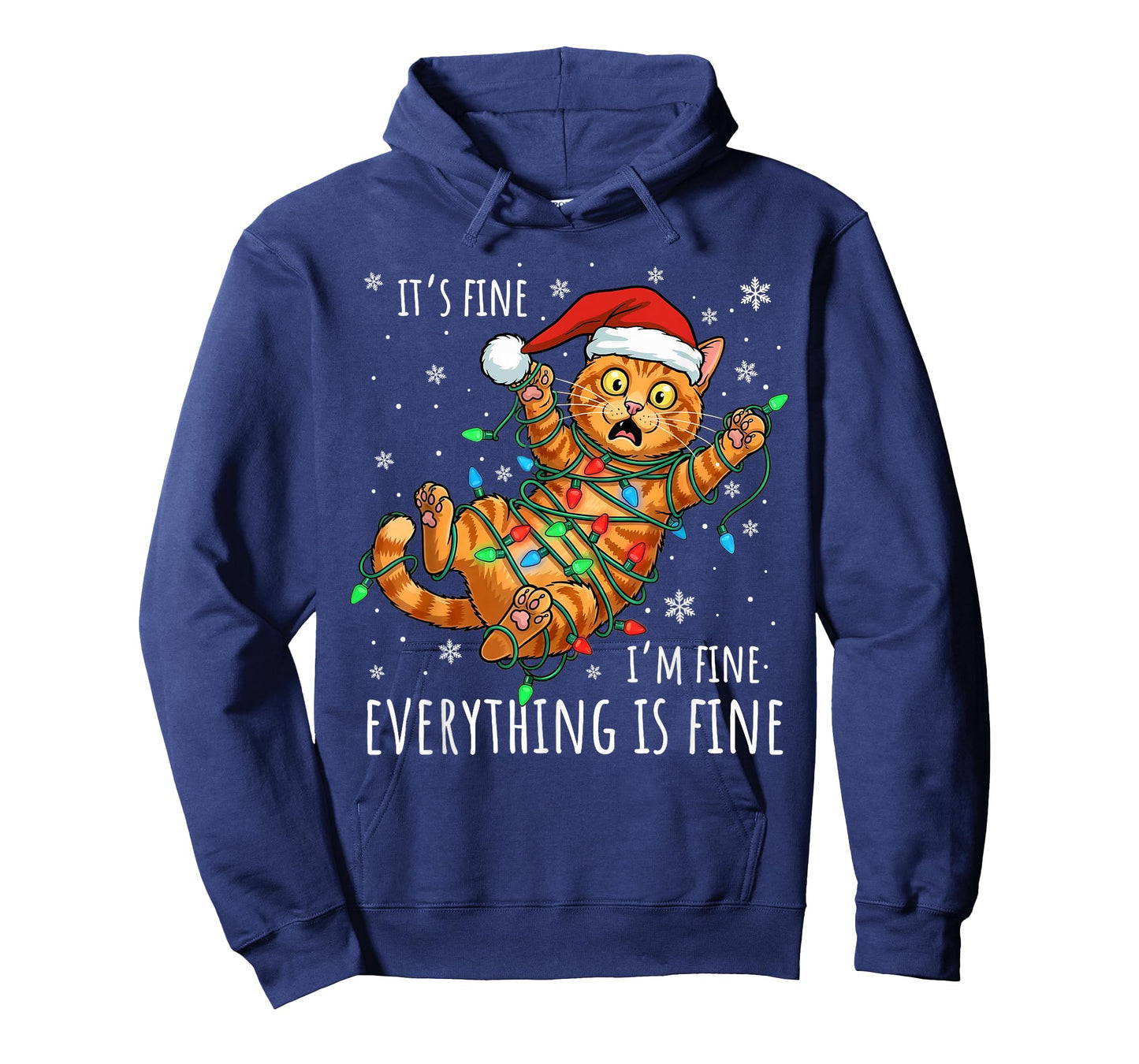 It's Fine I'm Fine Orange Cat Christmas Light Funny Cat T-Shirt