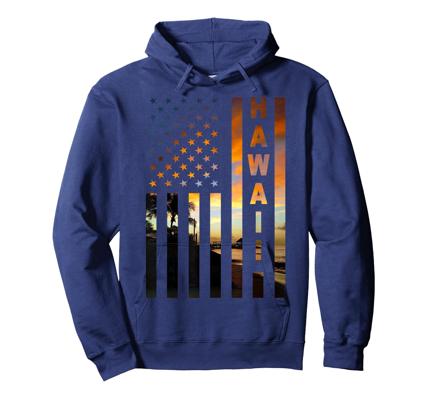 Hawaii Sunset American Flag Honolulu Hawaiian Island T-Shirt