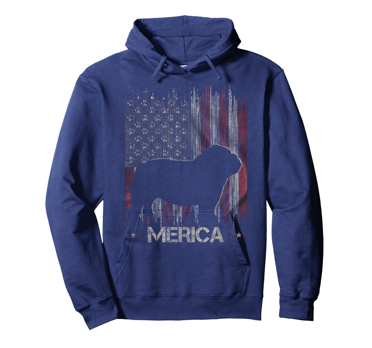 Vintage Bulldog, Merica Bulldog USA Flag Silhouette T-Shirt
