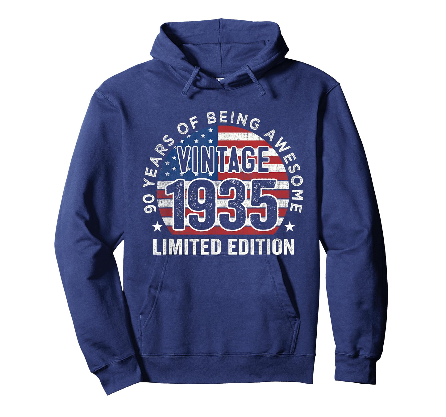 90th Birthday Gifts Men Vintage 1935 90 Years Old USA Flag T-Shirt
