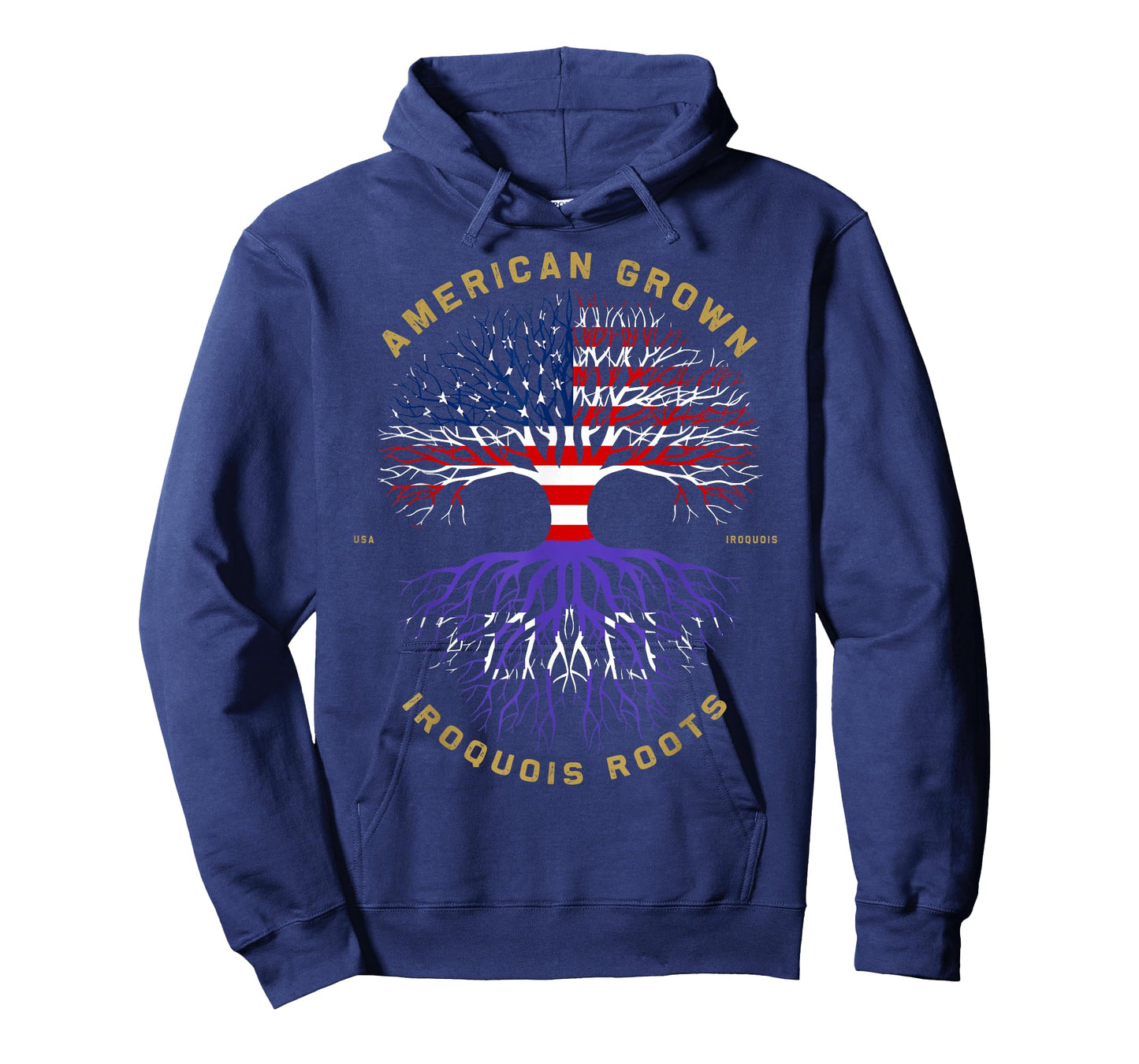 American Grown With Iroquois Roots Tree USA Flag Gifts T-Shirt