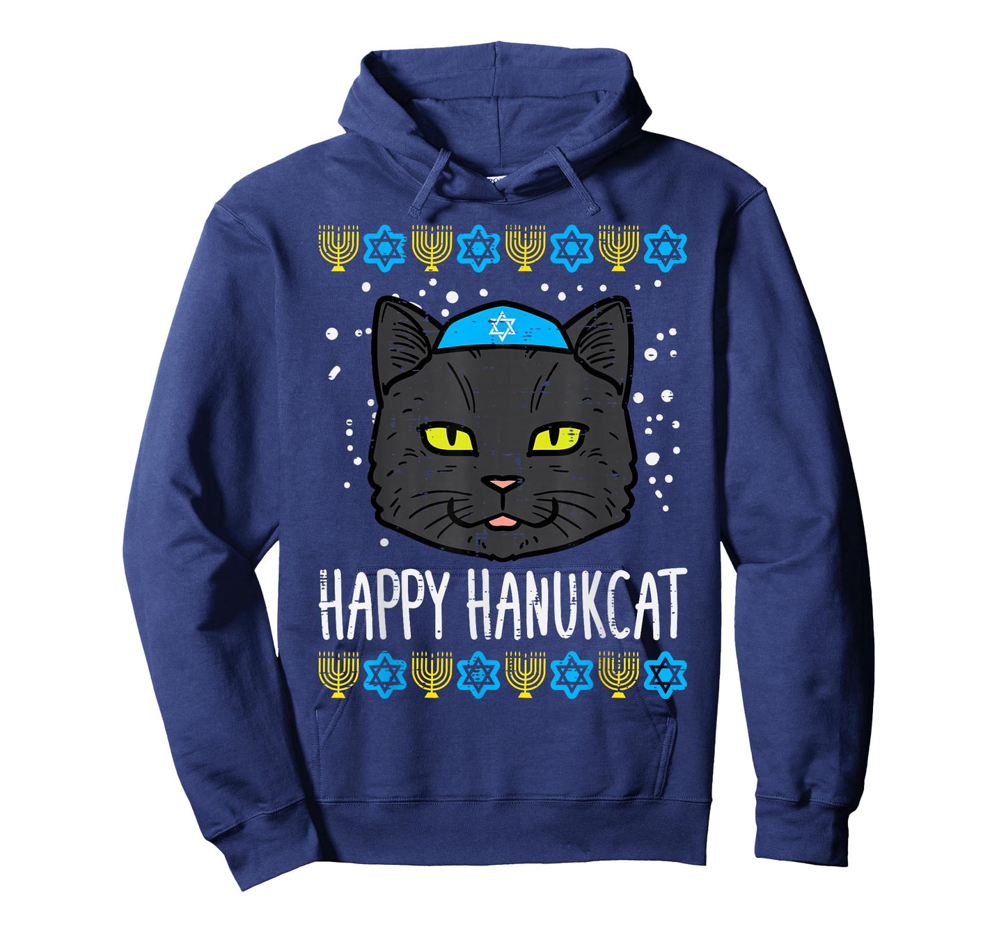 Happy Hanukcat Cat Ugly Hanukkah Chanukah Jew Men Women Kids T-Shirt