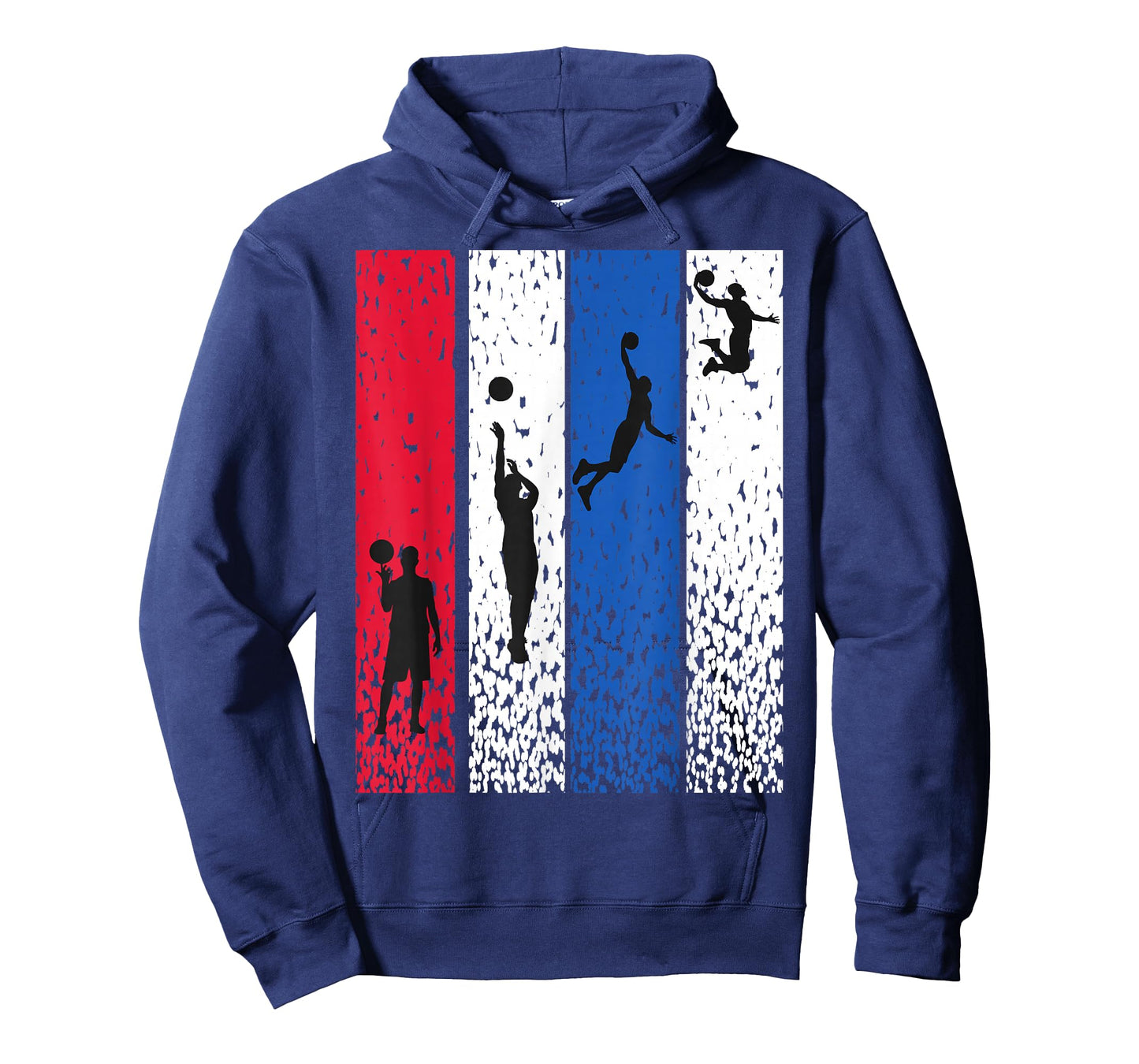 Basketball Retro Vintage USA Flag Red White Blue Patriotic T-Shirt