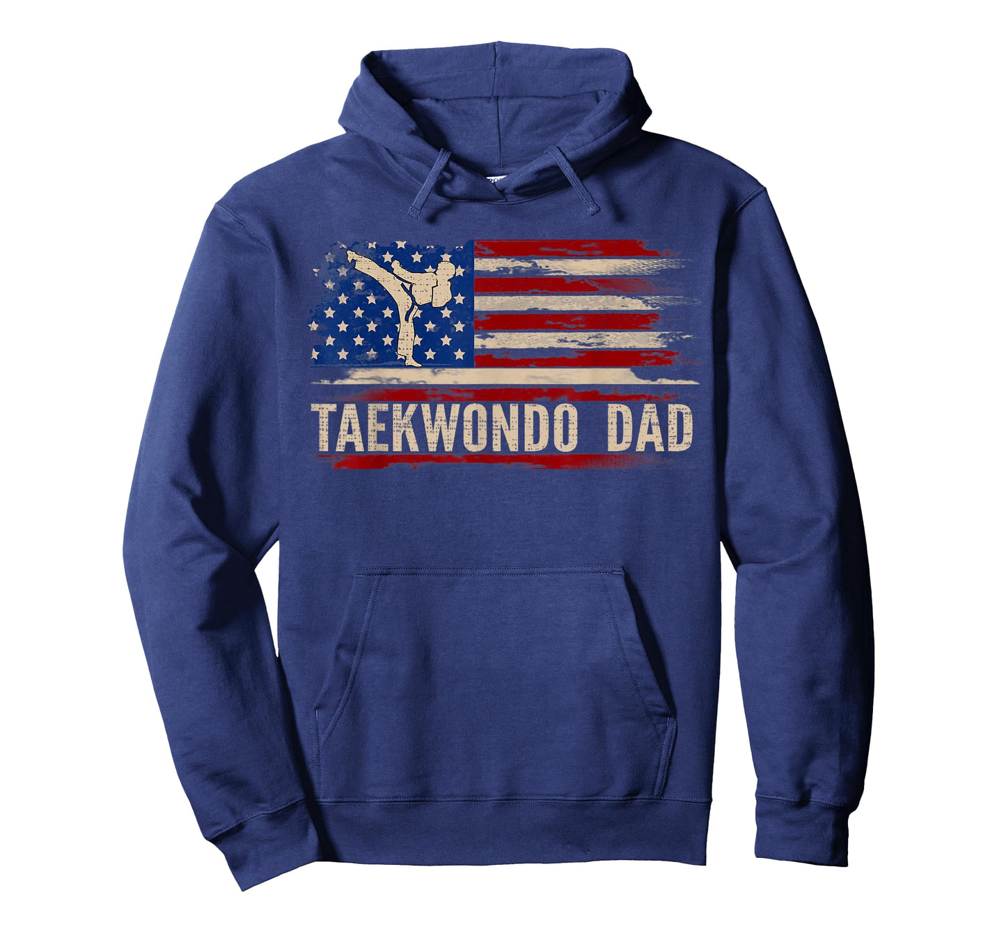 Vintage Taekwondo Dad American USA Flag Sports The Kick T-Shirt