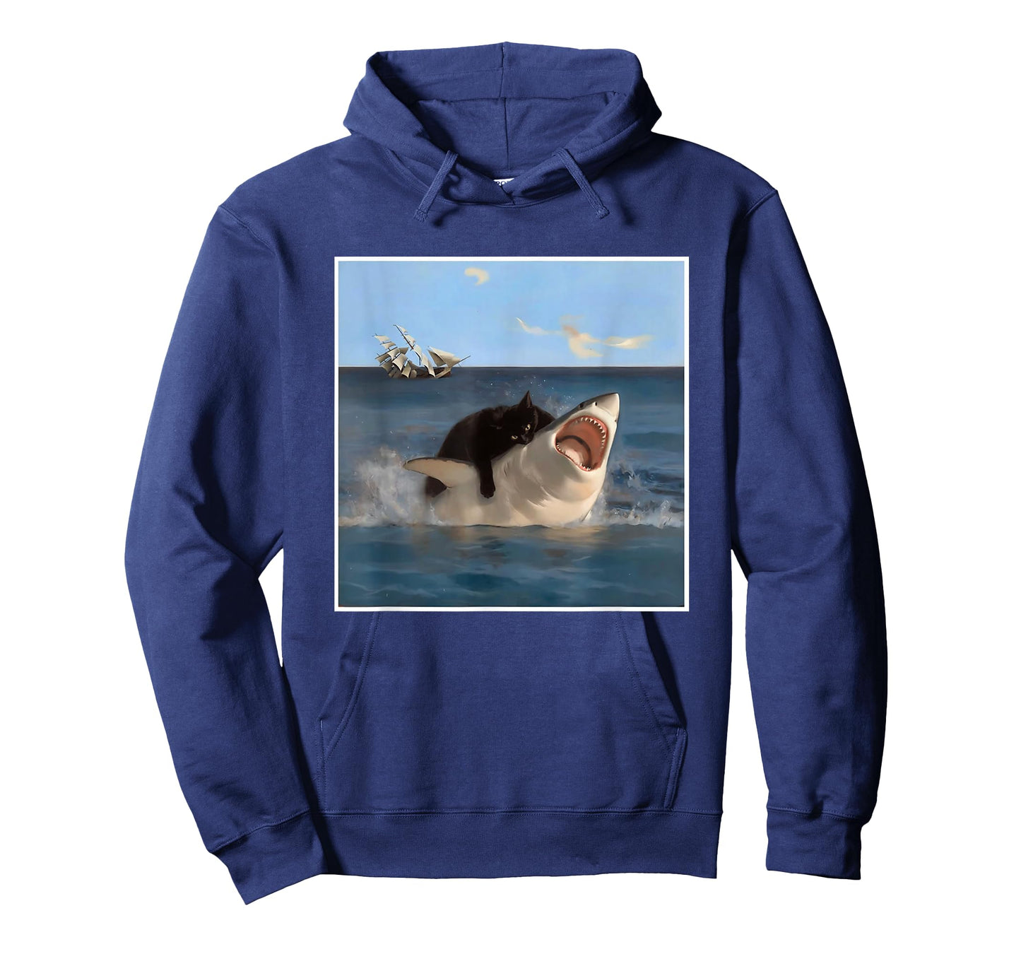 Funny Art & Cat Lover Quote Cat Biting Shark Cool Fat Cat T-Shirt