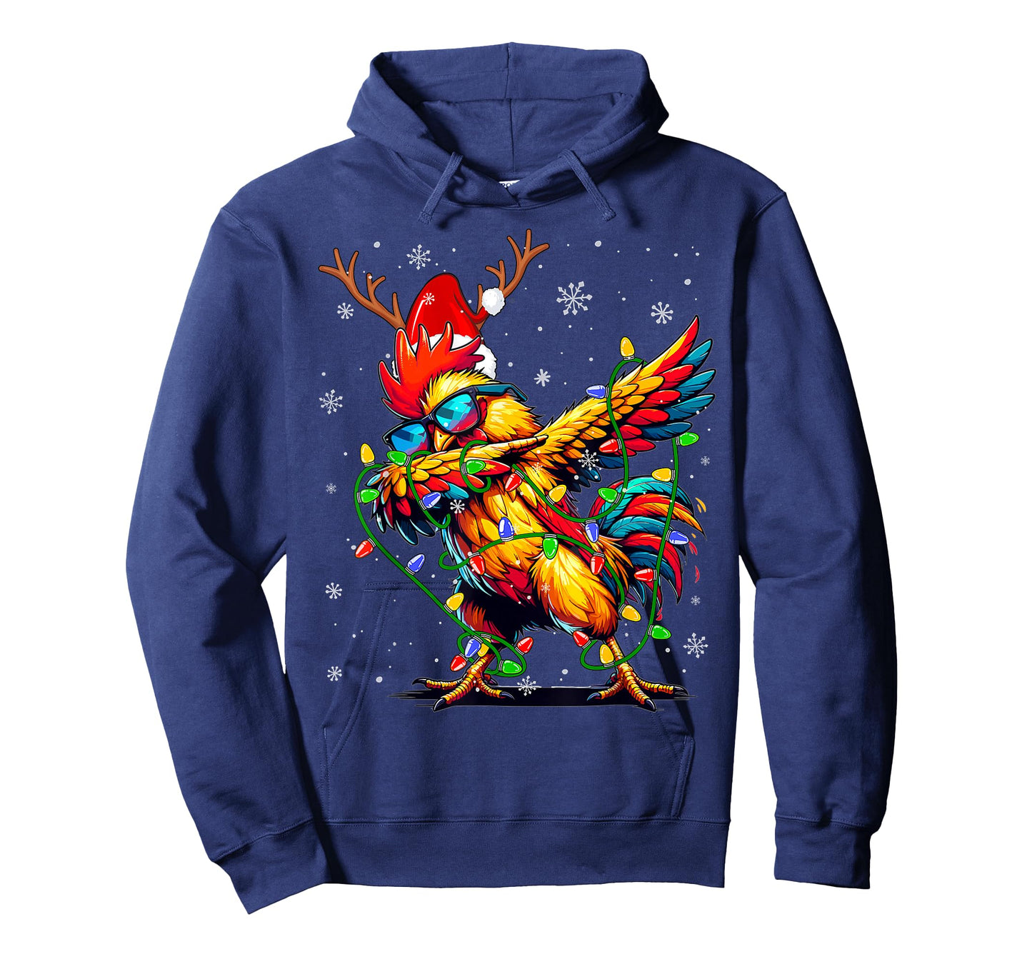 Funny Christmas Lights Chicken Santa Dabbing Xmas Tree T-Shirt