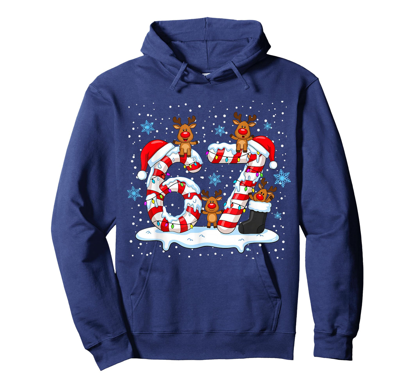 Funny Six Seven 67 Meme 6 7 Christmas Santa Hand Boys Teens T-Shirt