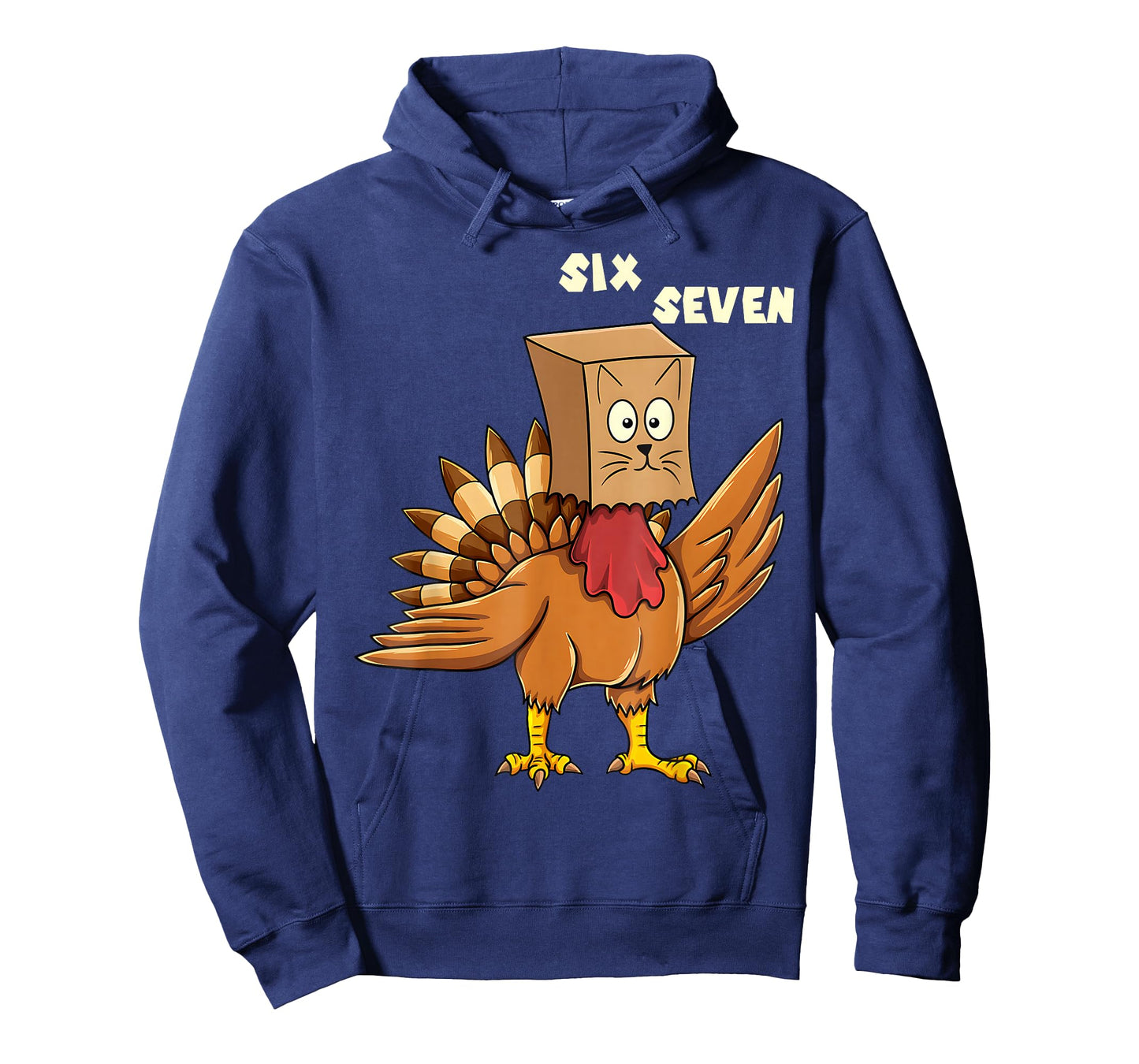 Thanksgiving Turkey Cat Six Seven Funny 6 7 Thanksgiving T-Shirt