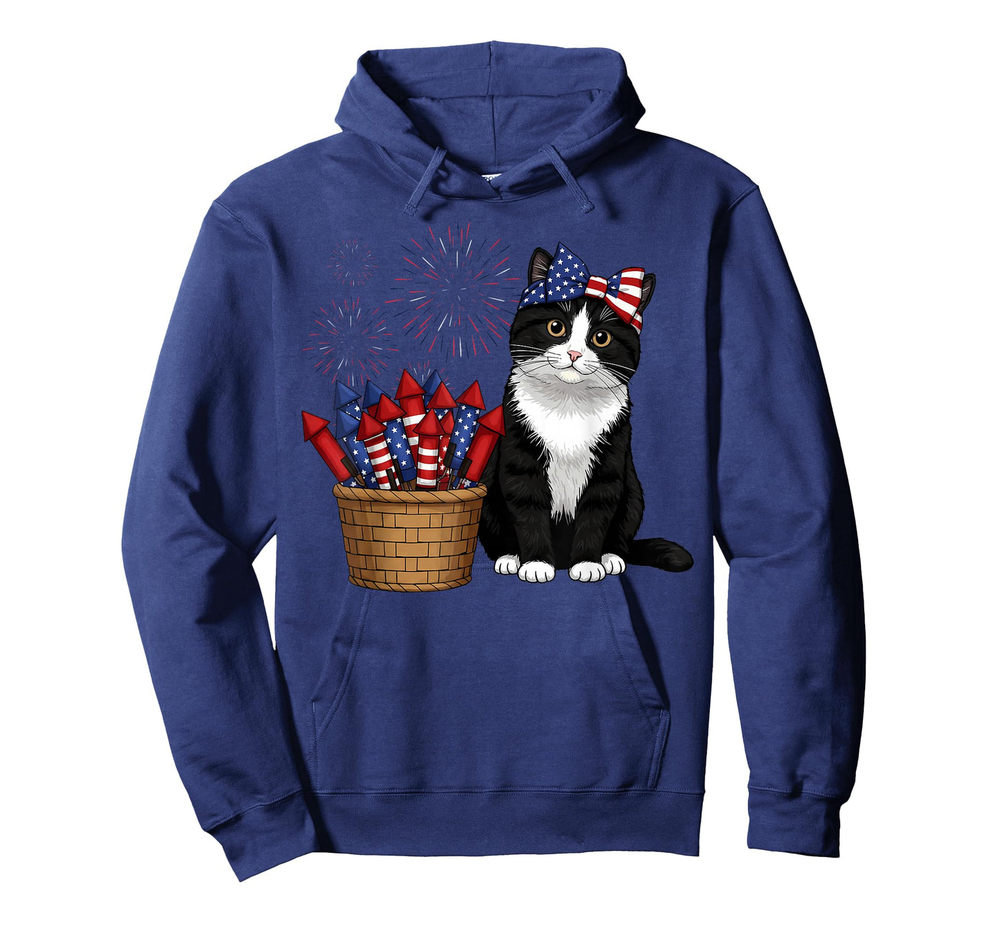 4th of July Cat and Fireworks Design for Men Women Kids T-Shirt