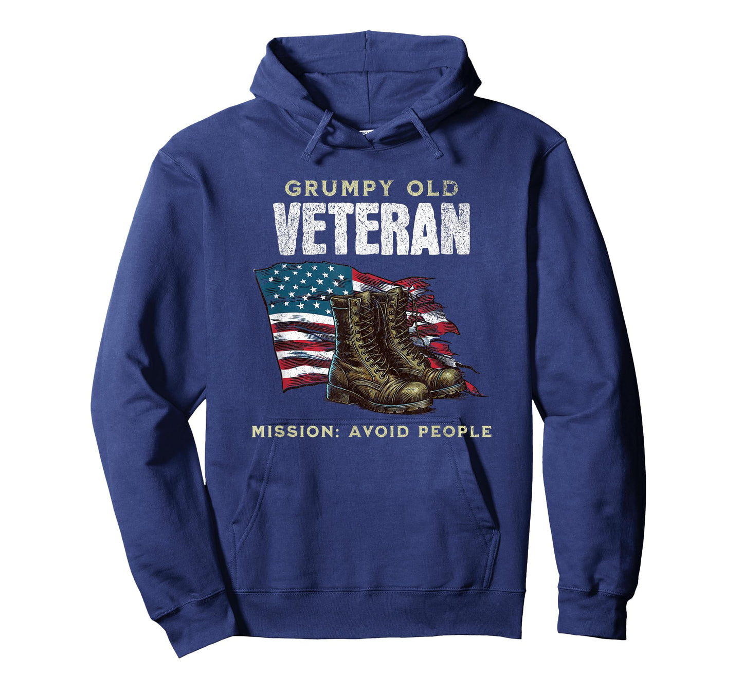 Funny Grumpy Old Vet for Military w/American Flag and Boots T-Shirt