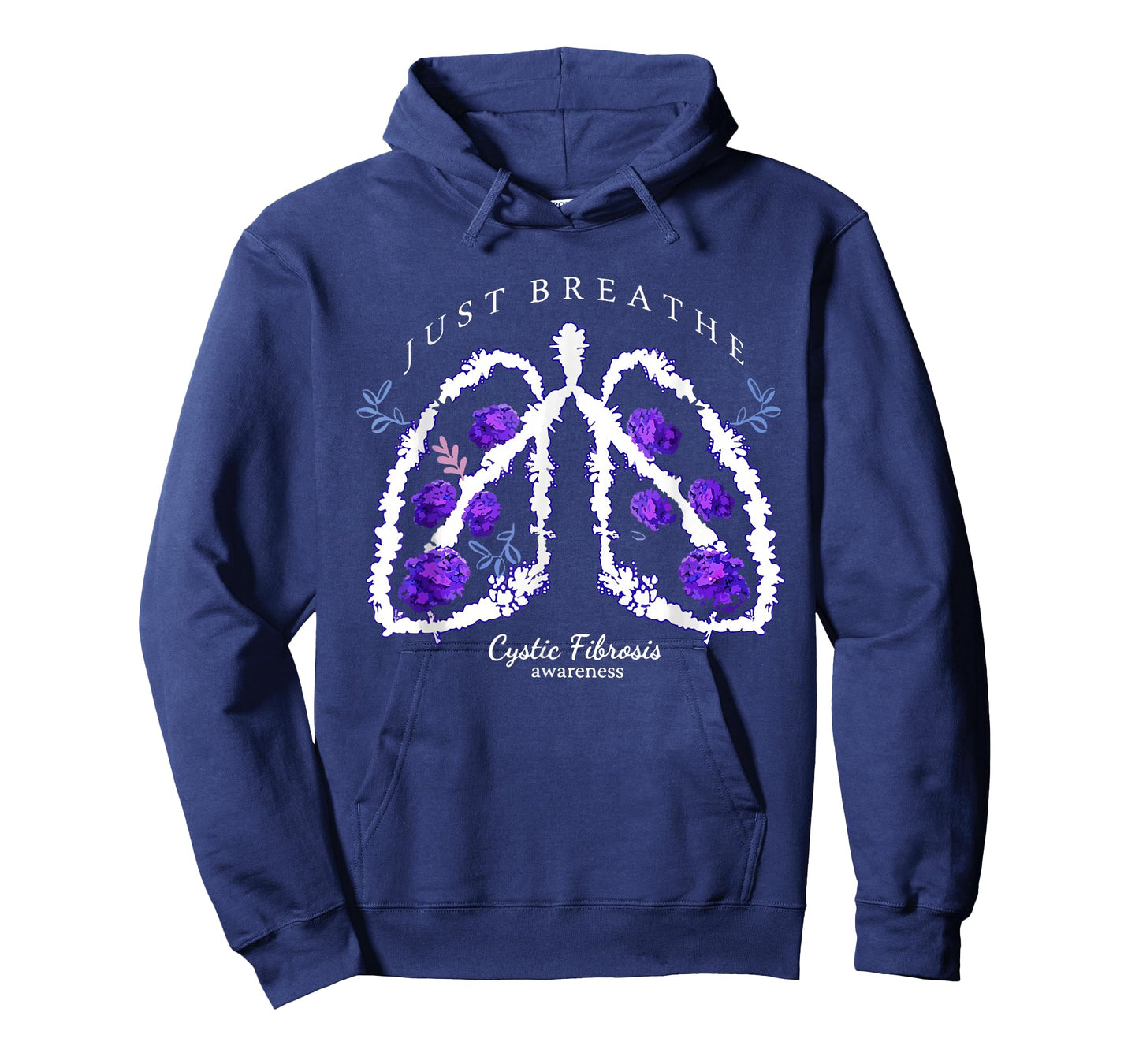 Just Breathe Purple Ribbon CF Cystic Fibrosis Awareness T-Shirt
