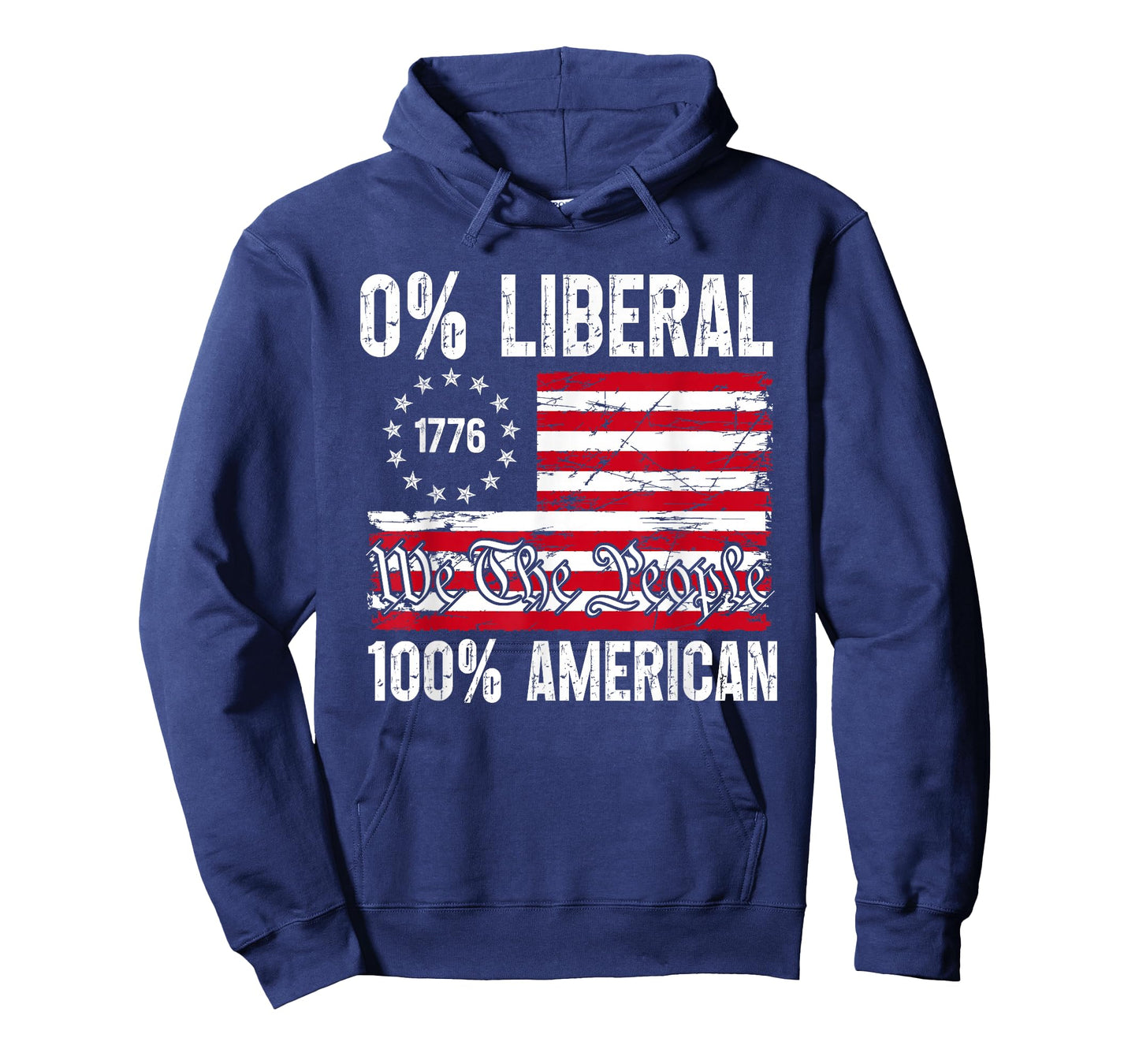 0% Liberal 100% American Zero Percent Liberal US Flag Retro T-Shirt