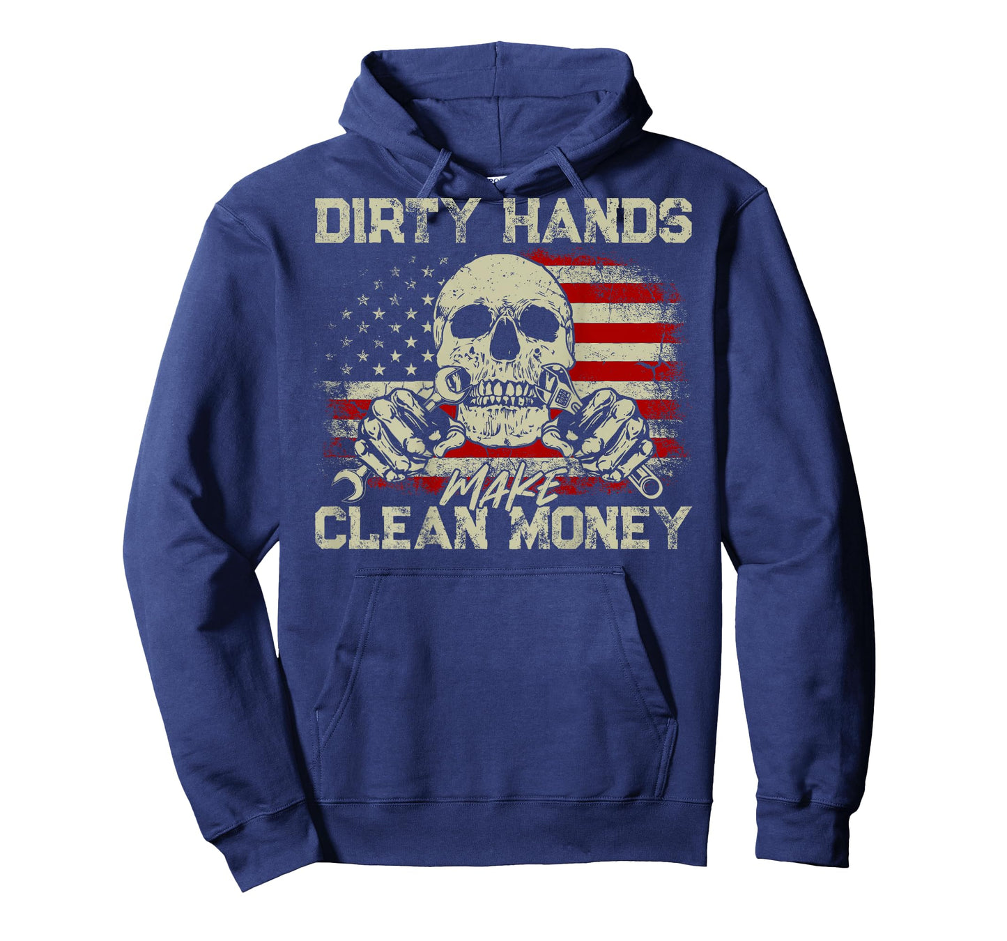 Dirty Hands Make Clean-Money Funny Vintage US Flag On Back T-Shirt