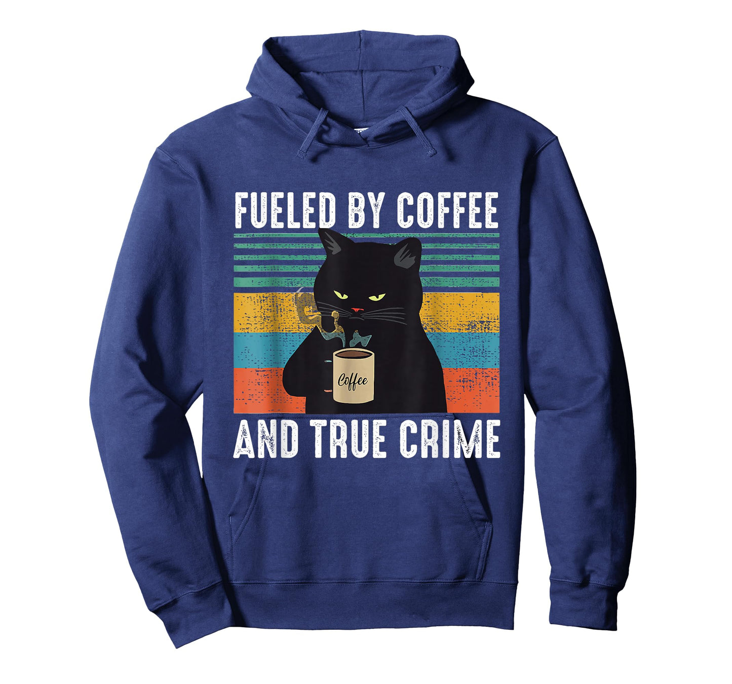 Funny Vintage Fueled by Coffee and True Crime for Cat Lovers T-Shirt