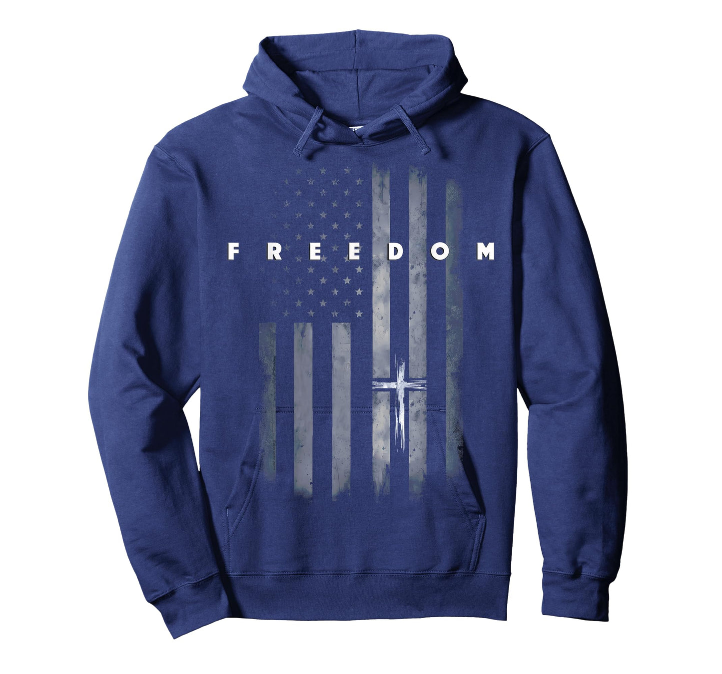 Grunge American Flag and Cross Faith Family Freedom T-Shirt