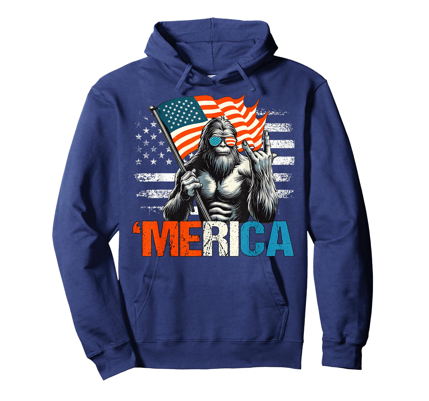 Bigfoot Merica Rock American Flag Patriotic Sasquatch 4th of T-Shirt