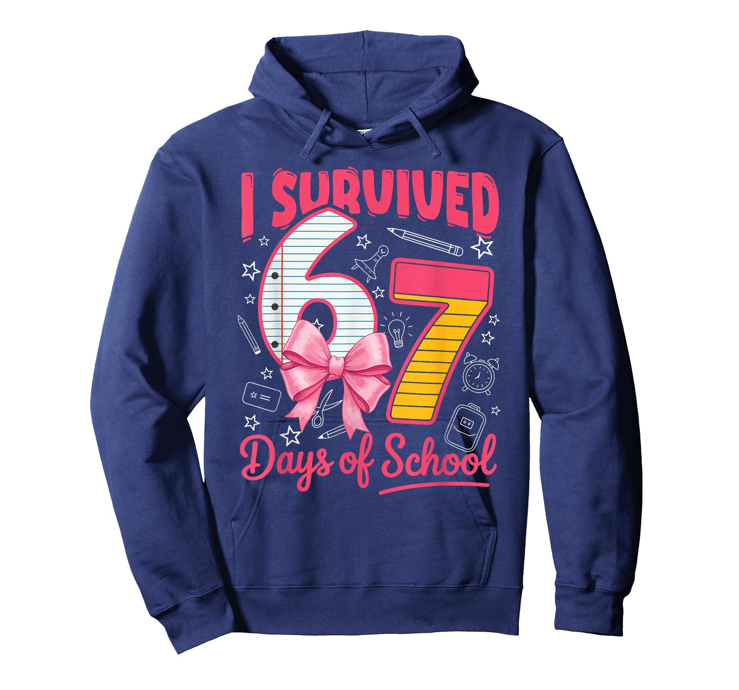 I Survived 67 Days of School Pink Bow Girls Kids T-Shirt