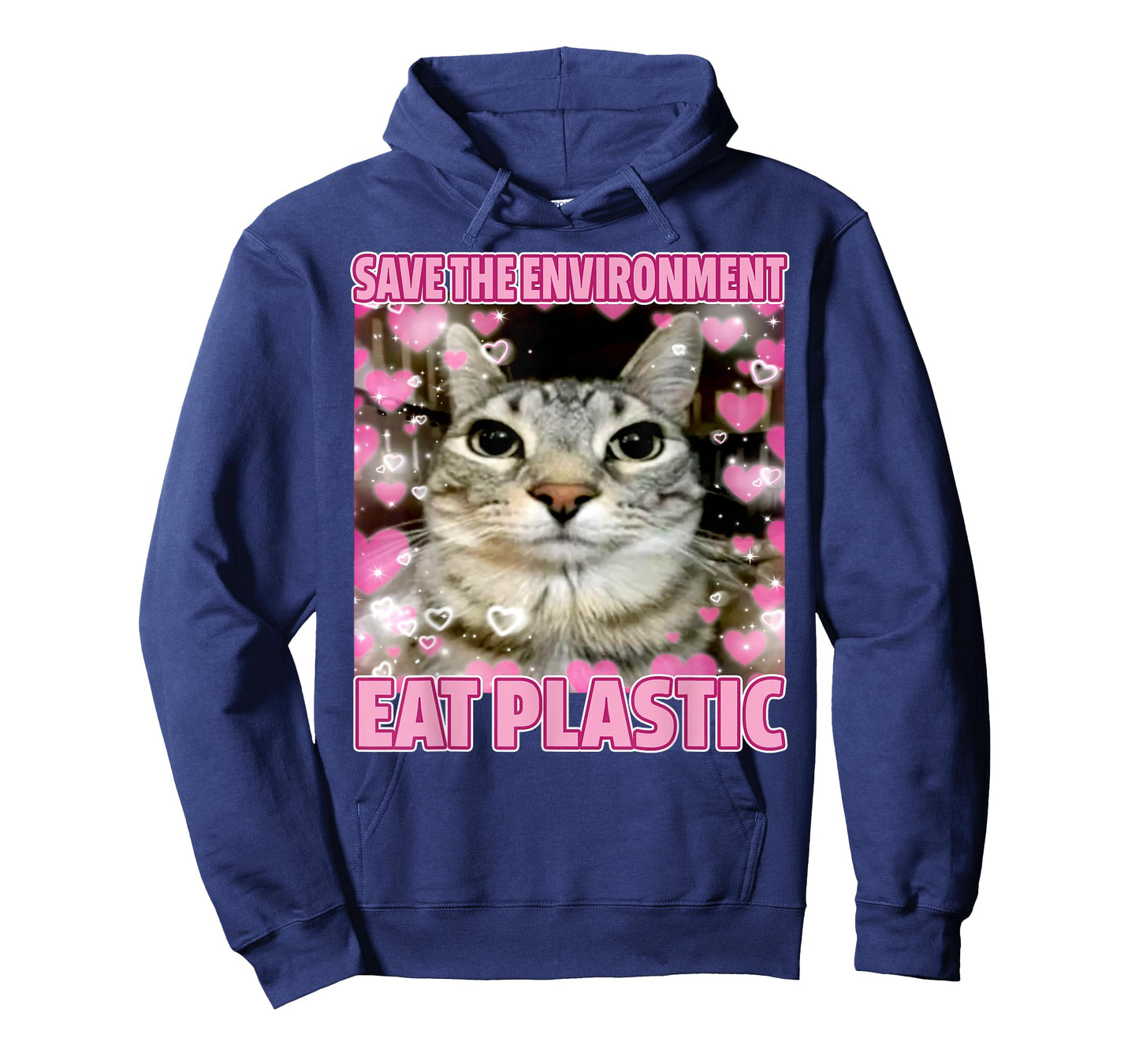 Save The Environment Eat Plastic Cat Cute Silly Kitty Meme T-Shirt