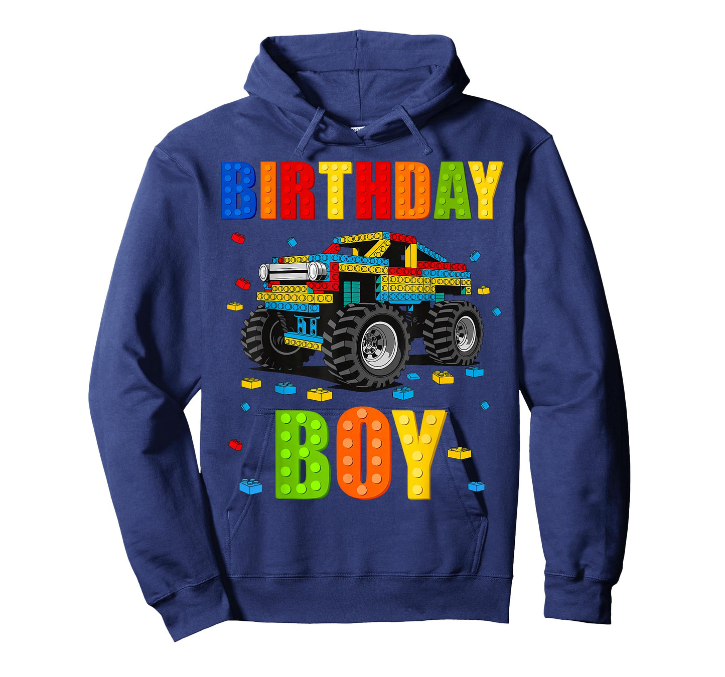 Birthday Boy Building Bricks Monster Truck Birthday Party T-Shirt
