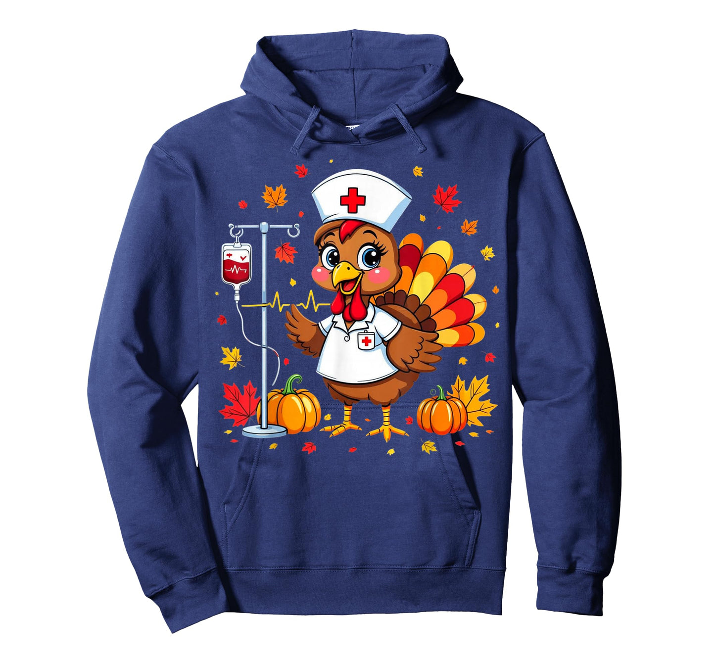 Funny Heartbeat Turkey Nurse Thanksgiving Scrub Top Fall T-Shirt