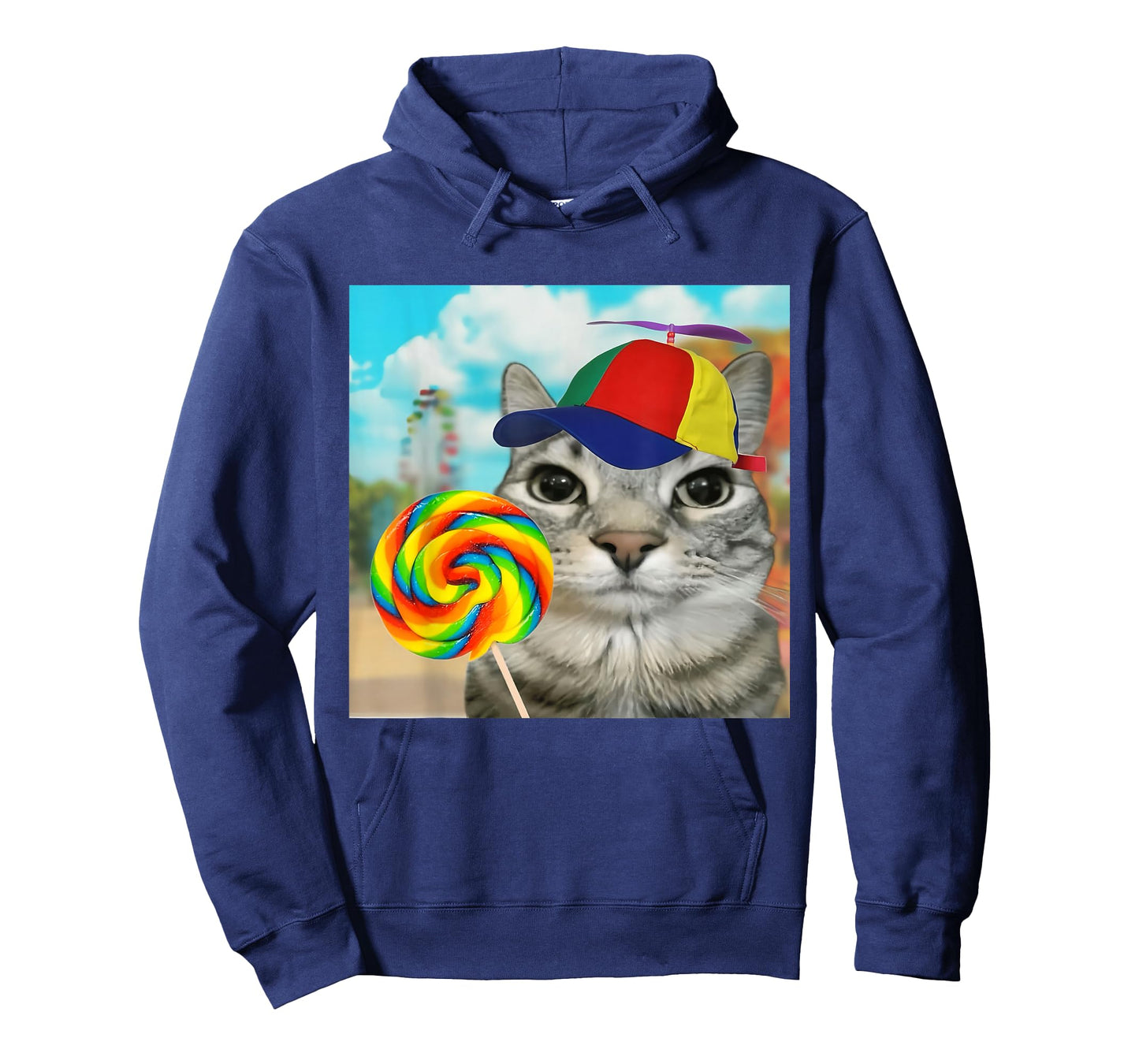 Cat Holding Candy Lollipop Funny Propeller Kitten Meme Joke T-Shirt