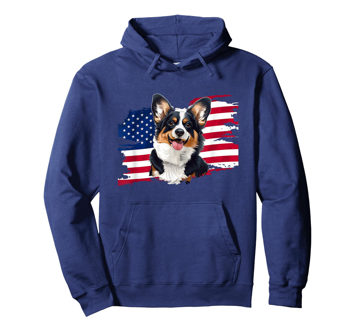 American USA Flag 4th July Fourth Black Tricolor Corgi Lover T-Shirt