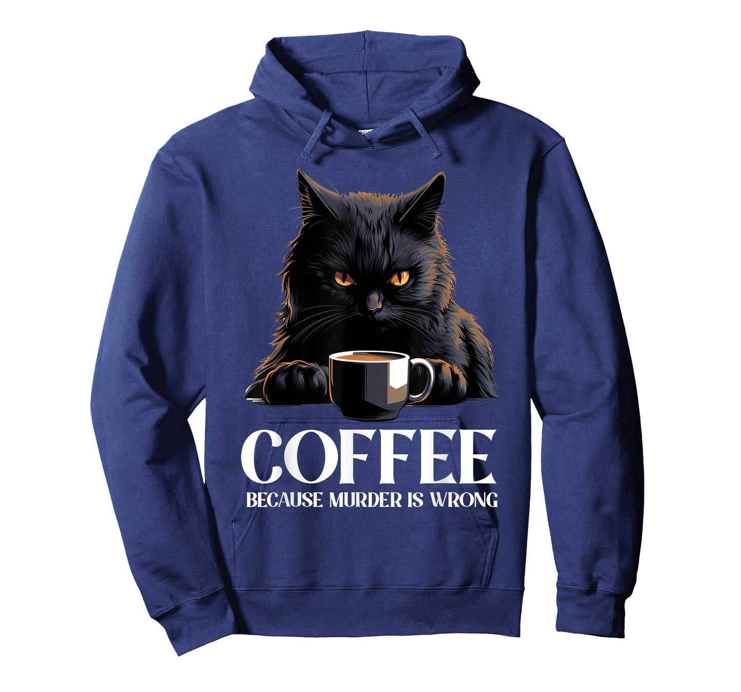 Vintage Black Cat Drinking Coffee Because Murder is Wrong T-Shirt