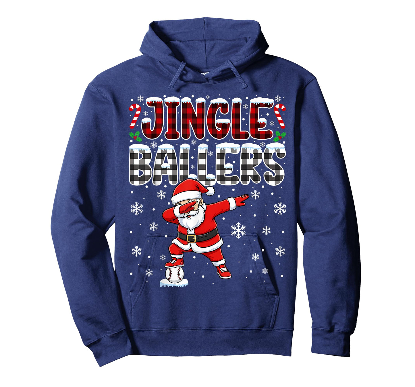 Jingle Ballers Plaid Santa Dabbing Baseball Christmas T-Shirt