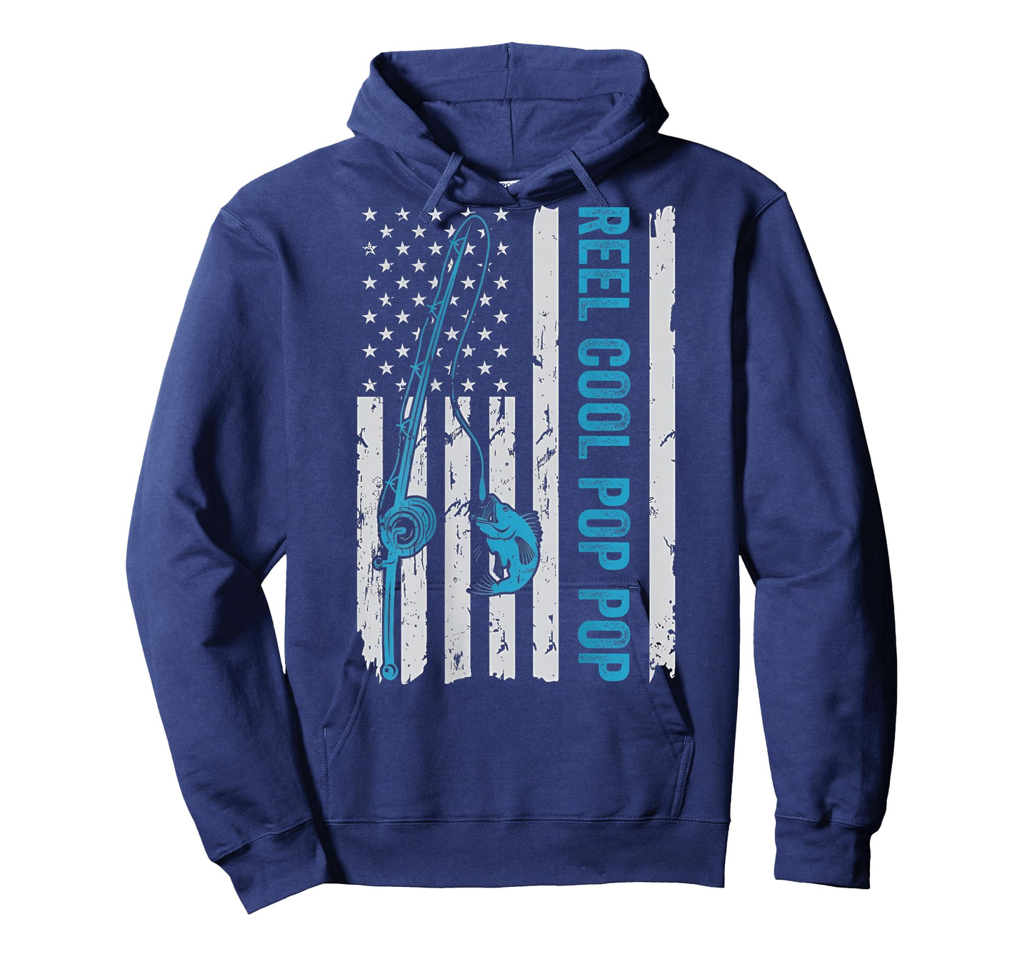 Reel Cool Pop Pop Grandpa Fishing American Flag (On Back) T-Shirt