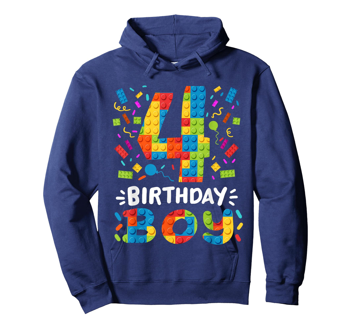Kids 4 Years Old Building Blocks Builder 4th Birthday Boys T-Shirt
