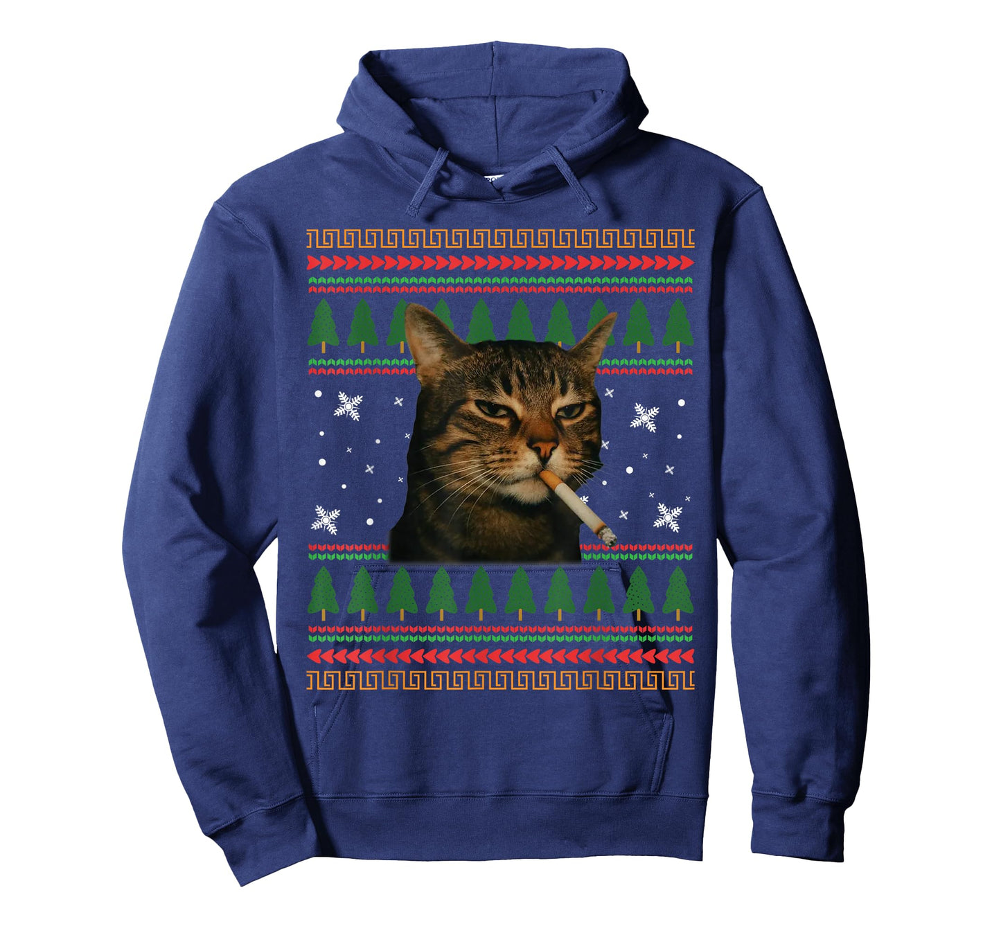 Funny Smoking Cat Meme Christmas Ugly Sweater Cat Lovers T-Shirt